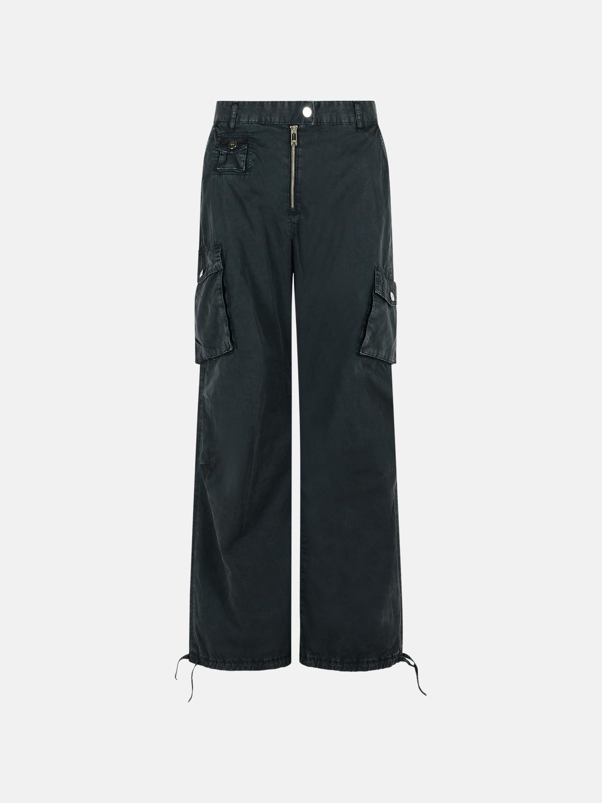 GANNI 'Cargo' Black Washed Cotton Twill Pants　GANNI 'Cargo' ブラック ウォッシュド コットン ツイル パンツ GANNI