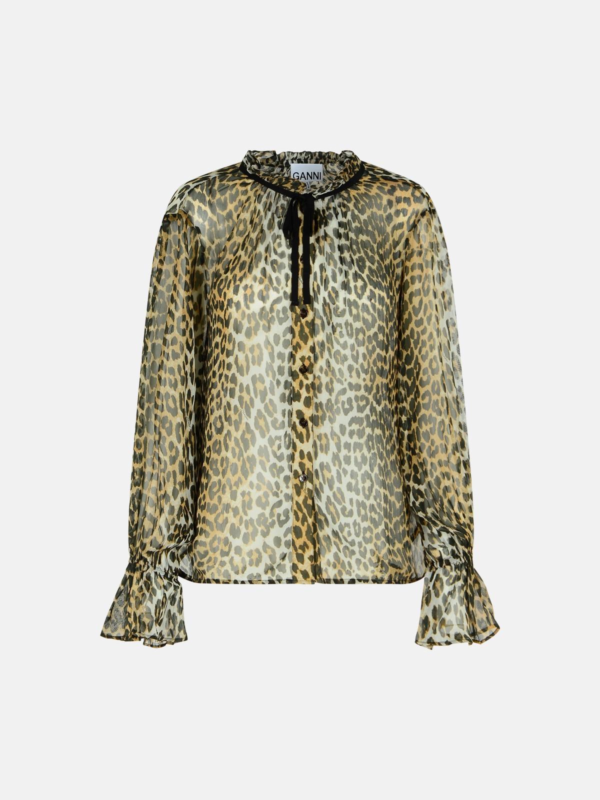 Ganni Leopard Print Viscose Shirt