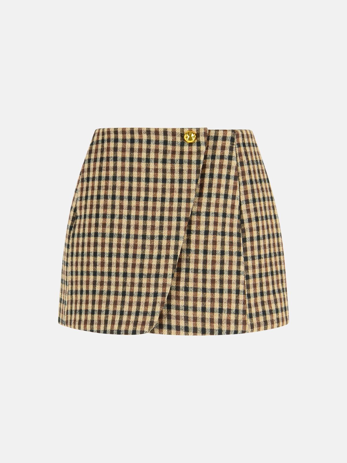 Ganni Brown Wool Blend Skirt In Brown