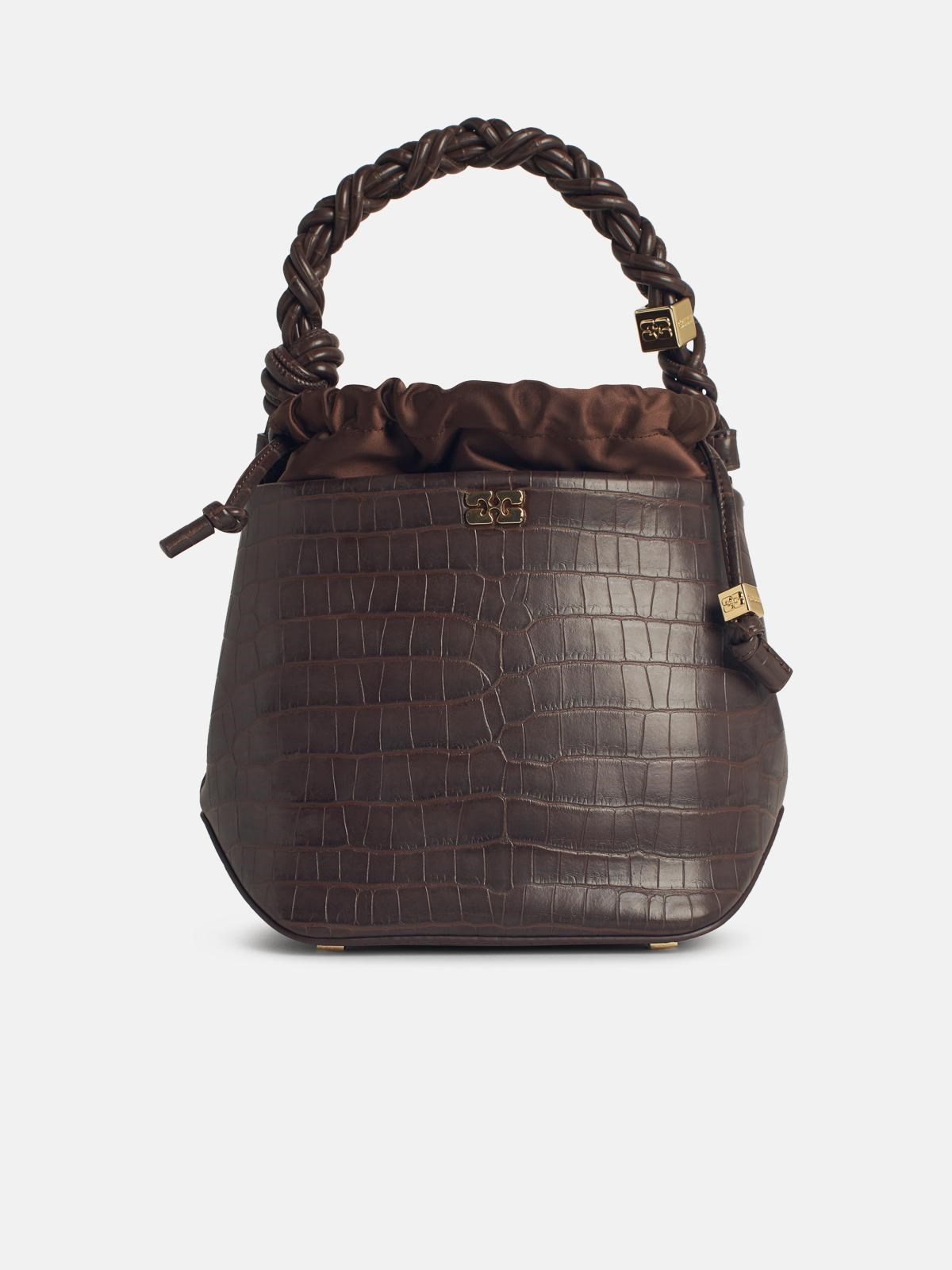 GANNI 'Bou' Bucket Bag In Brown Leather Blend
