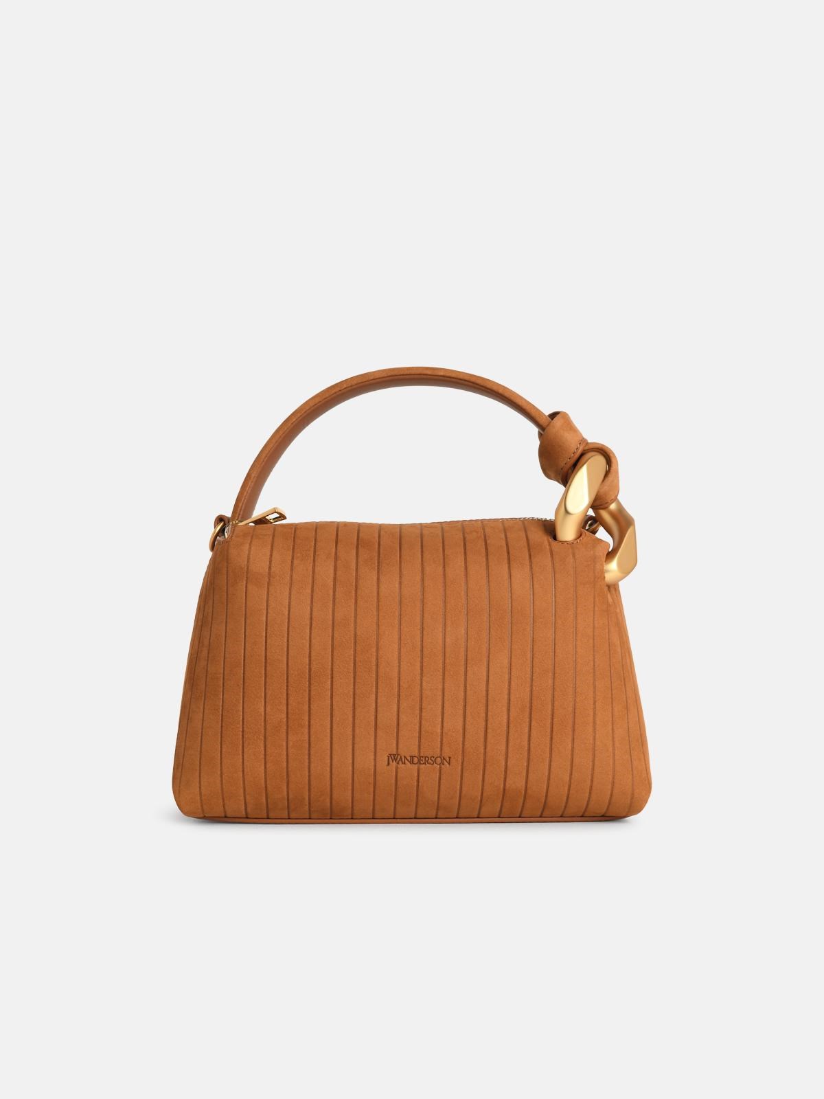 Jw Anderson Small 'corner' Caramel Suede Bag In Brown