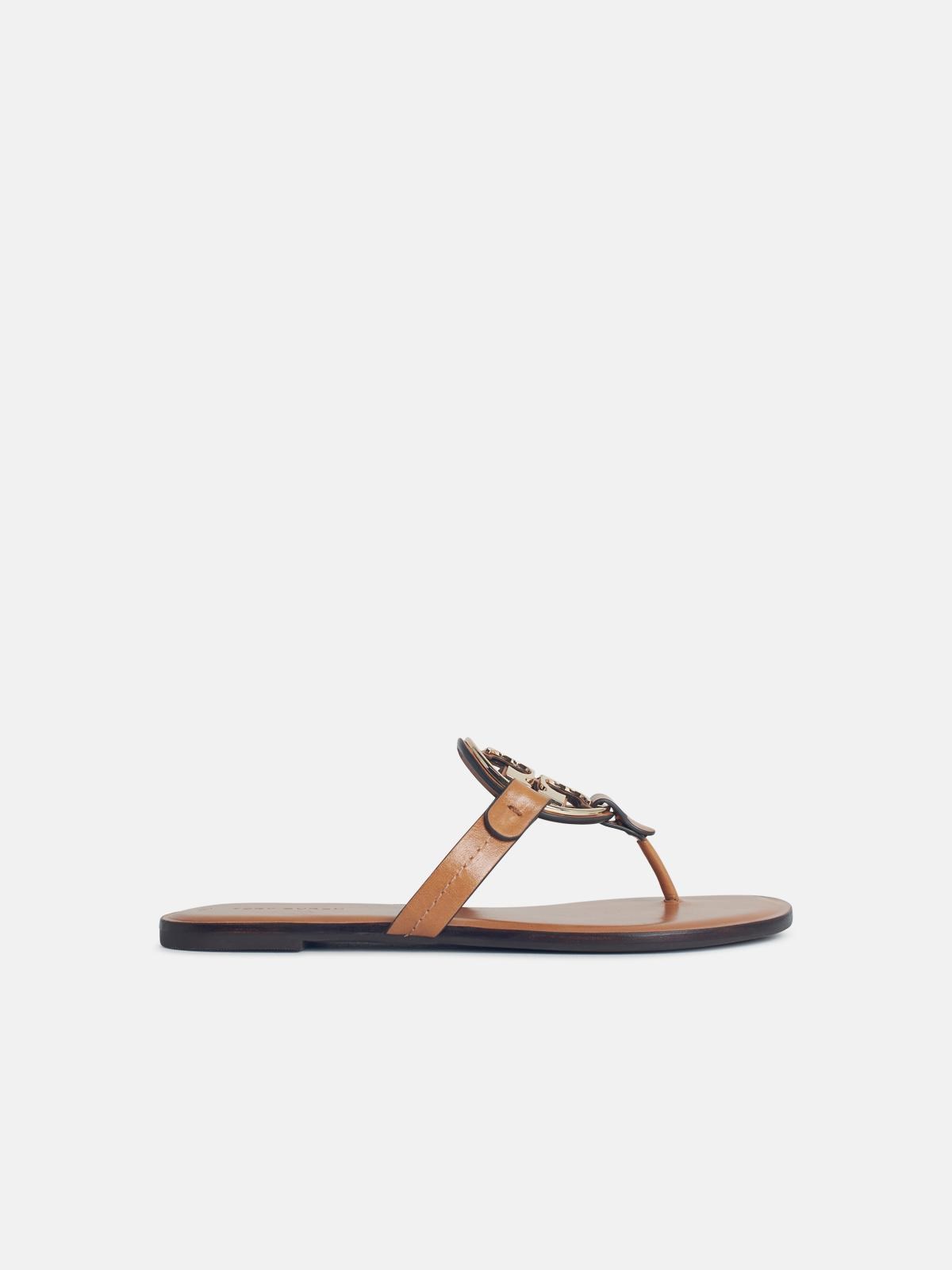 Tory Burch 'miller' Sandals With 'pavé' In Brown Leather