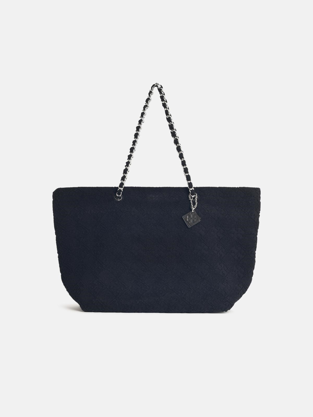 Tory Burch 'shopping Ella' Black Fabric Bag In Black