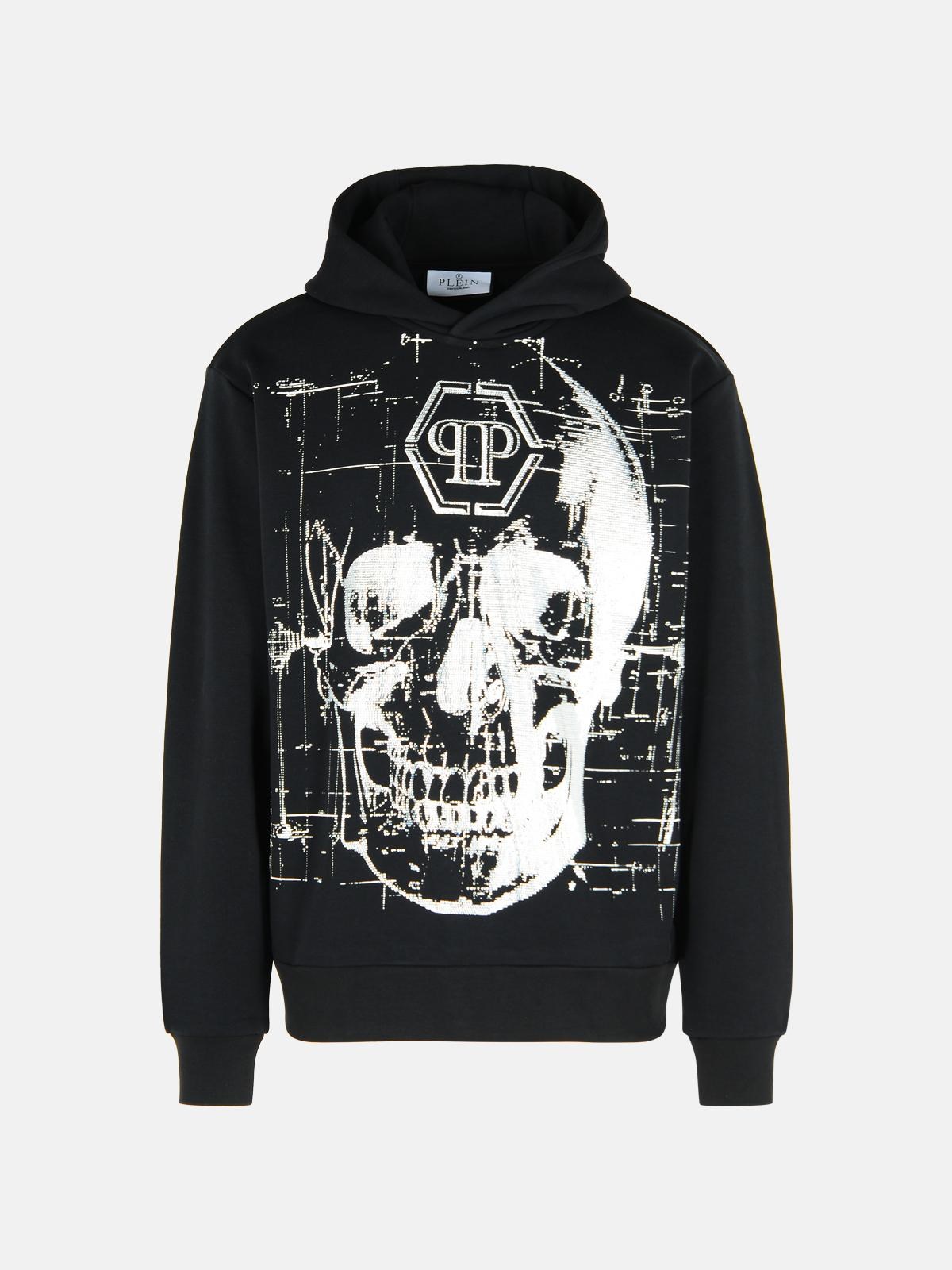 Philipp Plein Black Cotton Blend Sweatshirt In Black