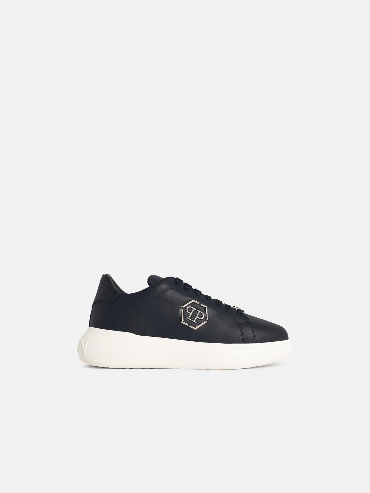 Philipp Plein 'lo-top' Black Leather Sneakers In Black
