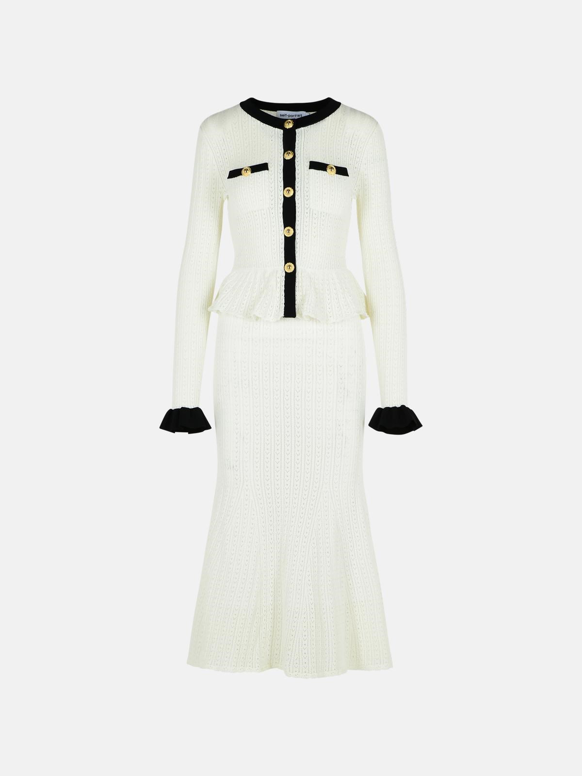 Self-portrait White Viscose Blend Dress In White