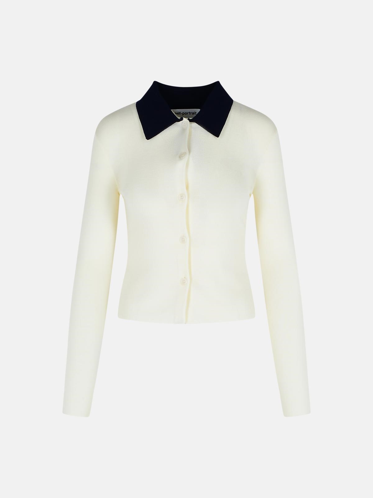 Self-portrait Cream Wool Blend Sweater In White