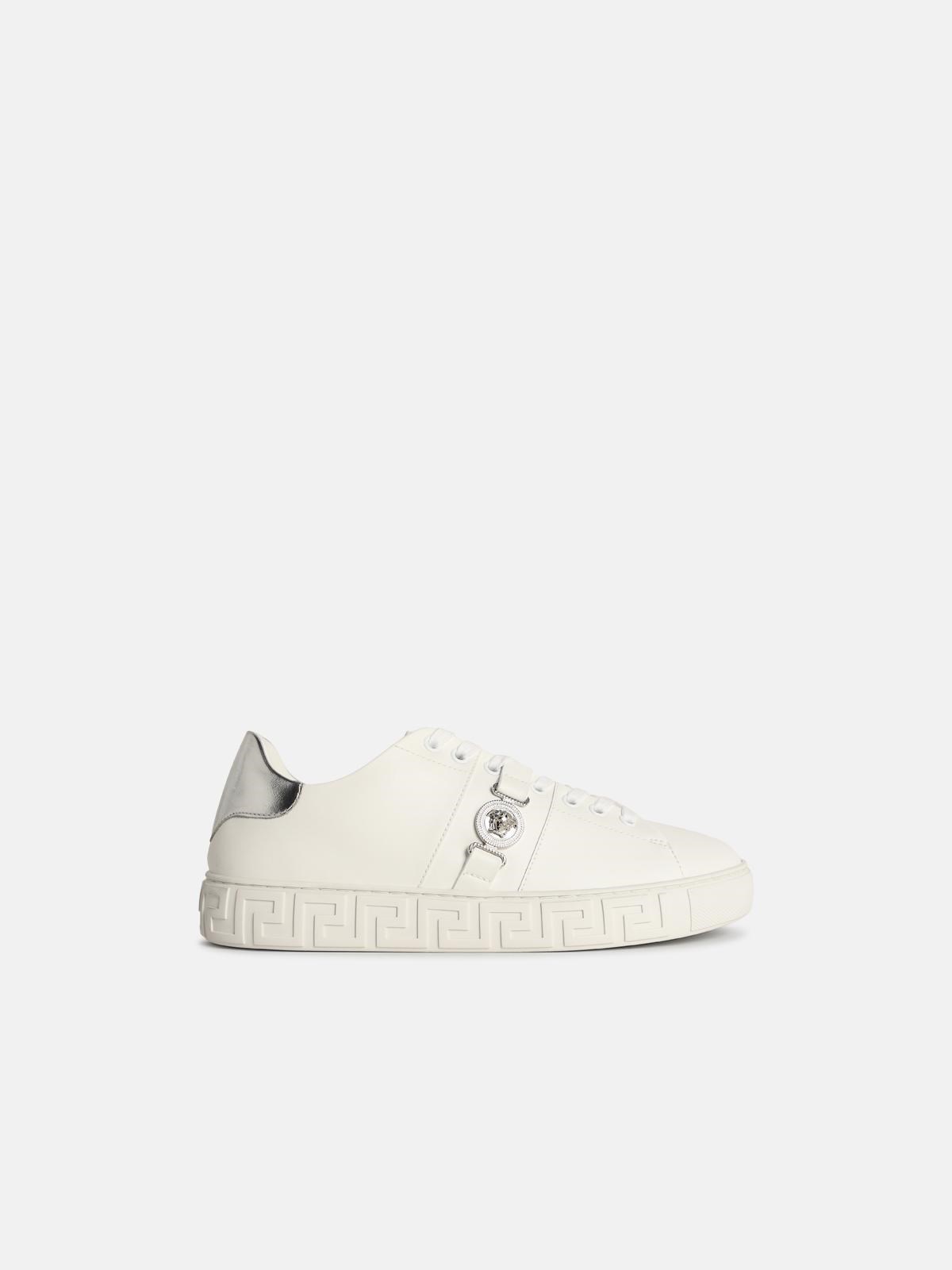 VERSACE VERSACE 'Free Bio' White Faux Leather Sneakers　VERSACE フリー バイオ ホワイト フェイクレザー スニーカー