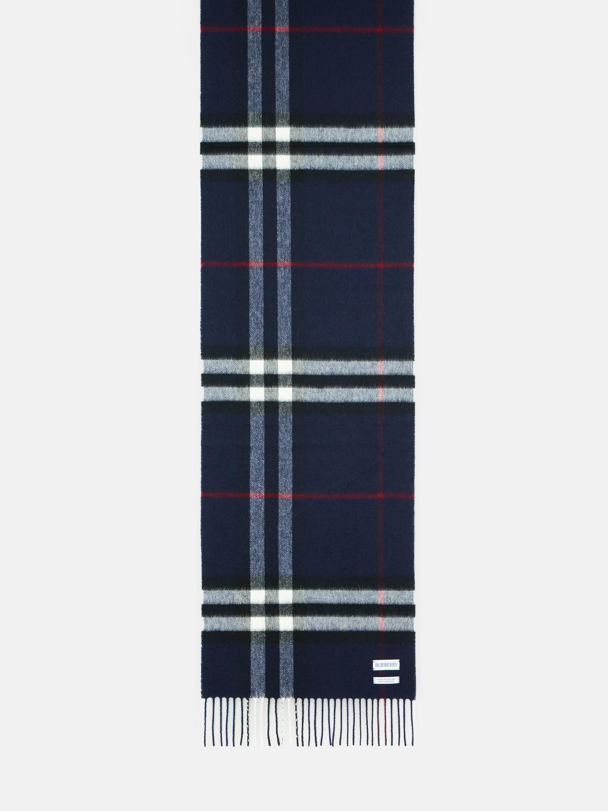 Burberry BURBERRY 'Mu Giant Check' Navy Cashmere Scarf　BURBERRY ムー ジャイアント チェック ネイビー カシミア スカーフ