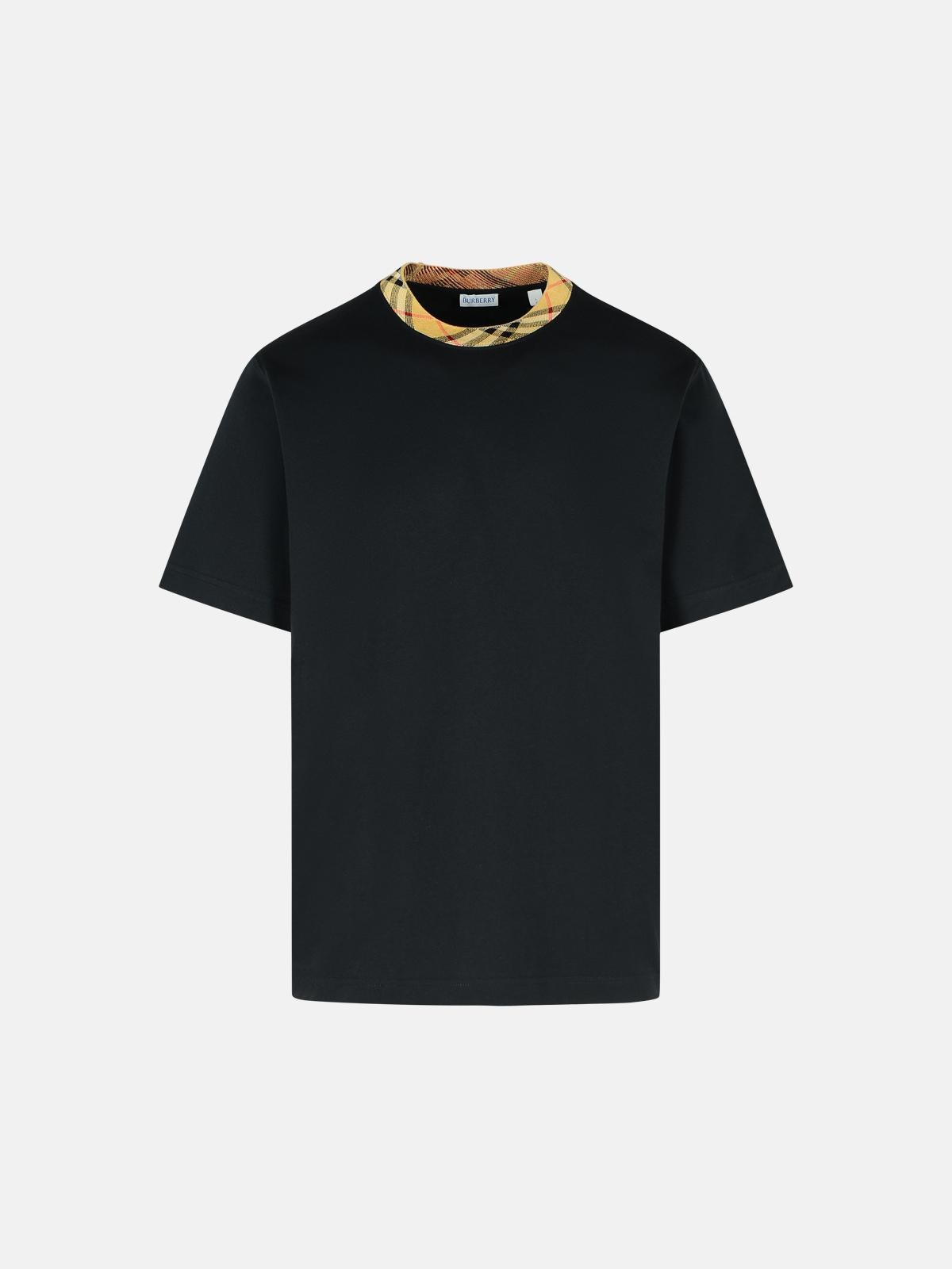 Burberry 'ryan In Cotone Nera Con Finiture 'check' T-shirt In Black