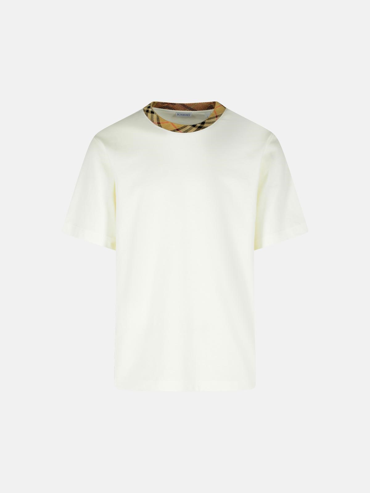 Burberry 'ryan In Cotone Bianca Con Finiture 'check' T-shirt