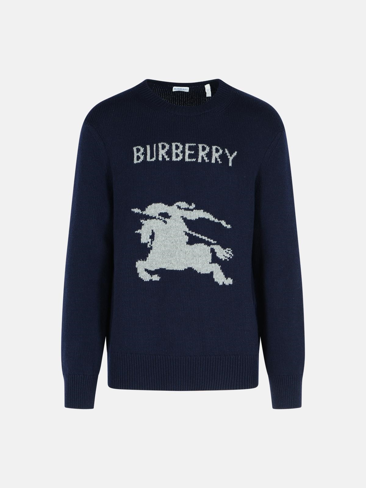 Burberry 'snowdonia' Wool And Navy Cashmere Sweater In Blue