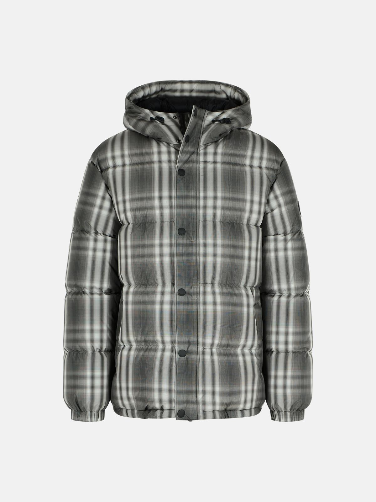 BURBERRY Gradient 'Check' Hooded Black Polyester Down Jacket　BURBERRY グラデーション 'チェック' フード付き ブラック ポリエステル ダウン ジャケット BURBERRY