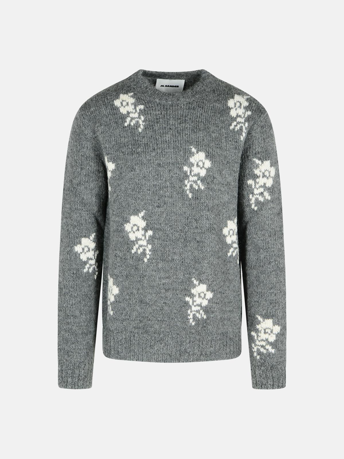Jil Sander 'u Moonless Night' Grey Alpaca Blend Crew Neck Sweater In Gray