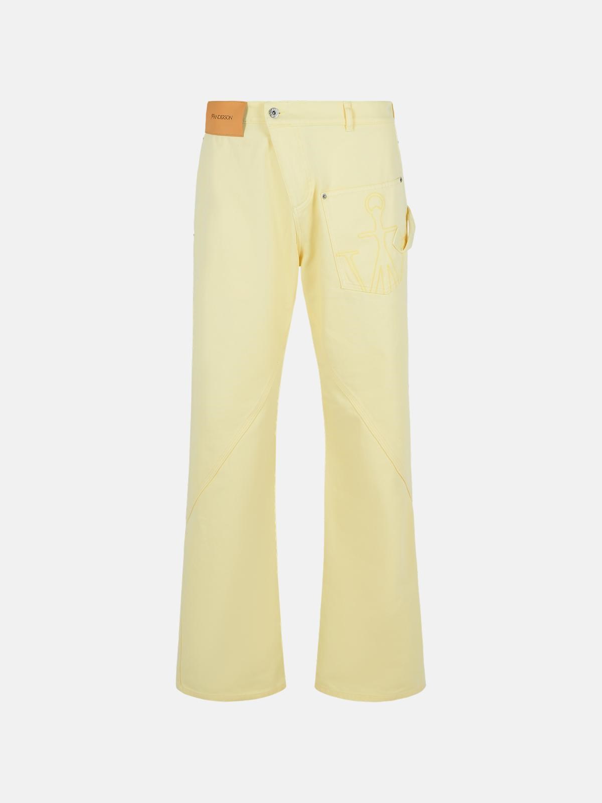 Jw Anderson Workwear' Cotton Pants With Yellow Twisted Leg