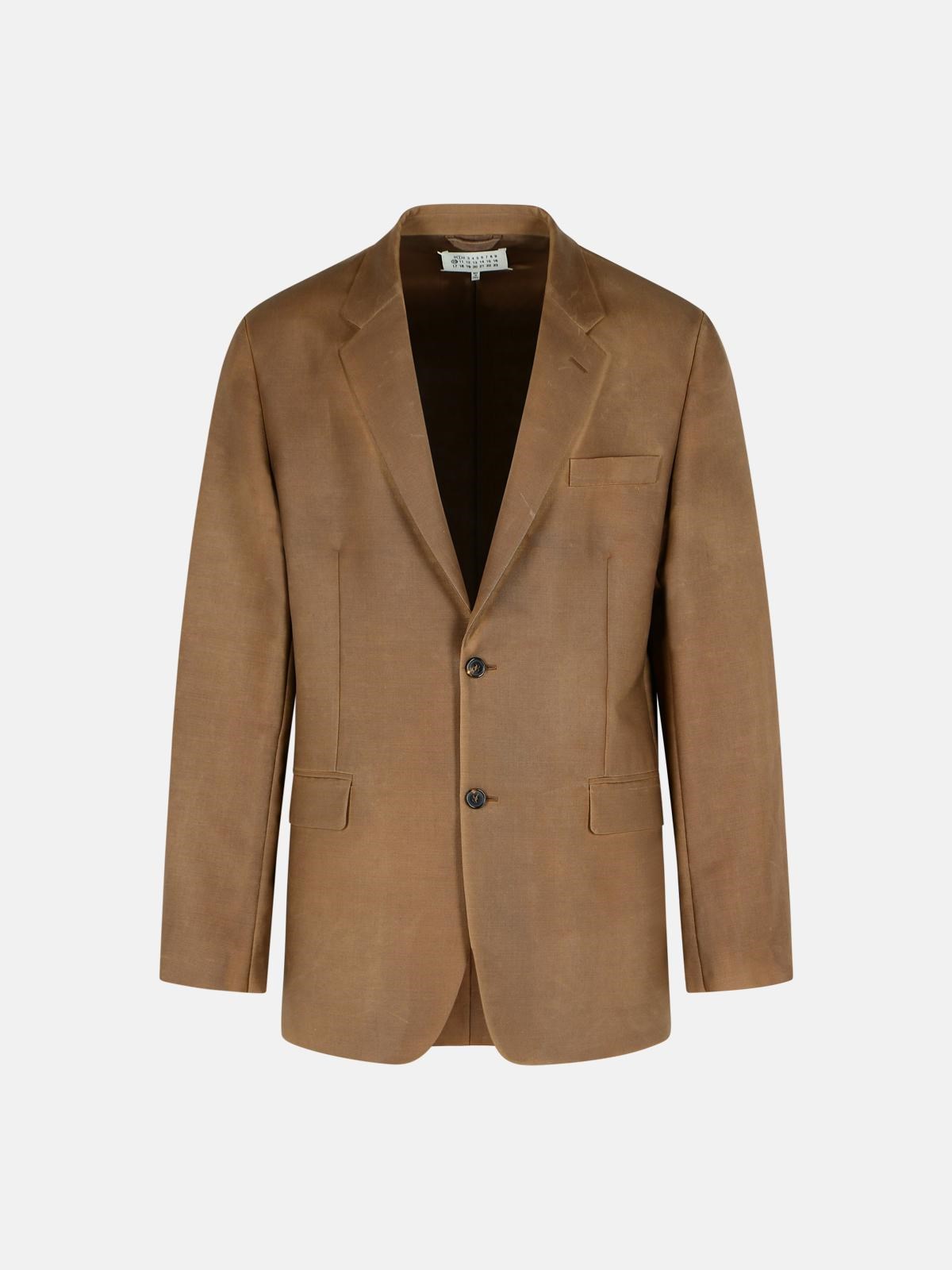 Maison Margiela Blazer In Mohair And Brown Wool In Brown