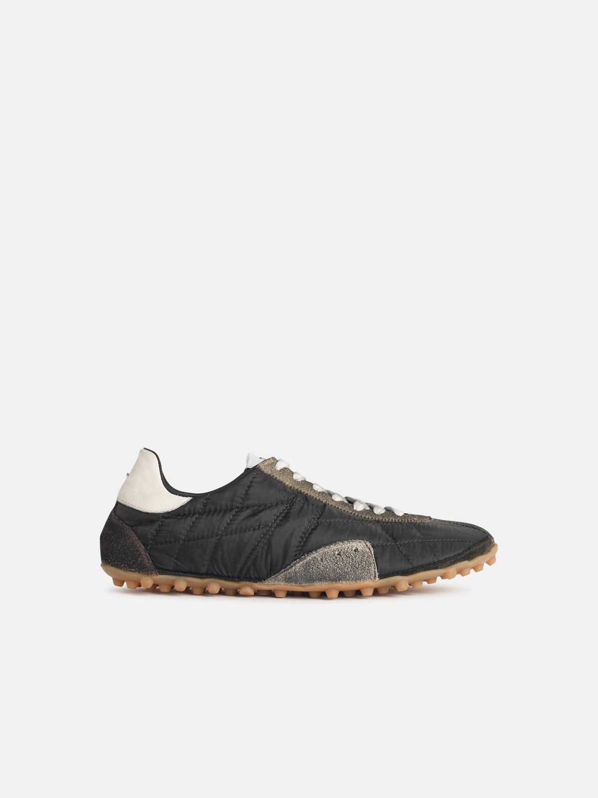 Maison Margiela Sneakers In Quilted Fabric And Dark Green Suede In Green