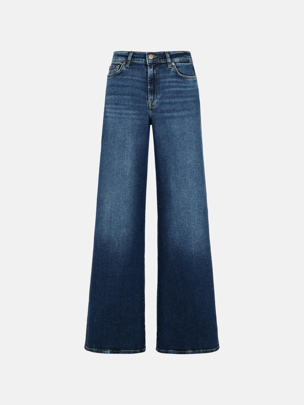 7 For All Mankind Navy Cotton Blend Fight Jeans In Blue