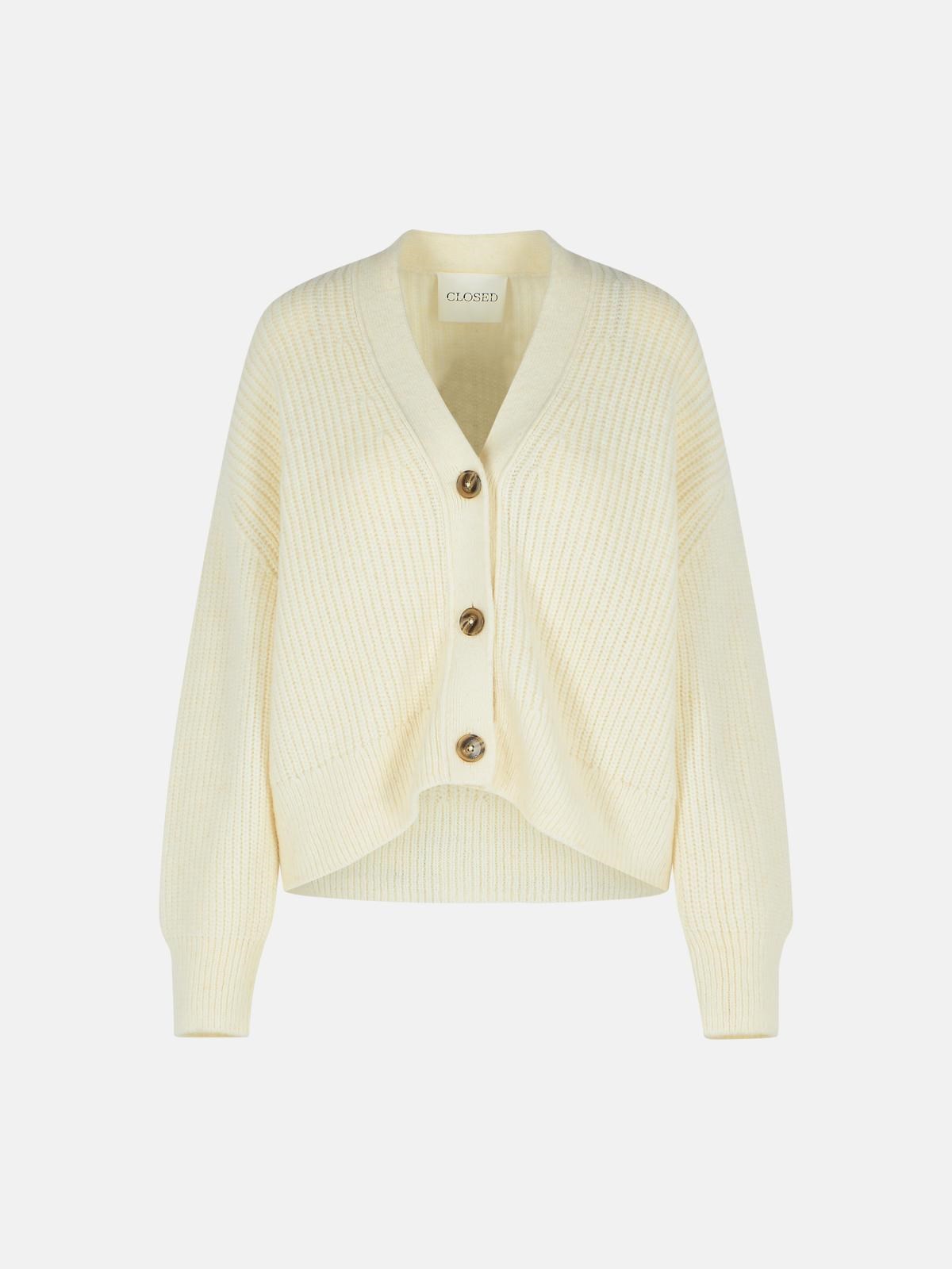 Closed Wool Blend V-necked Cardigan In White