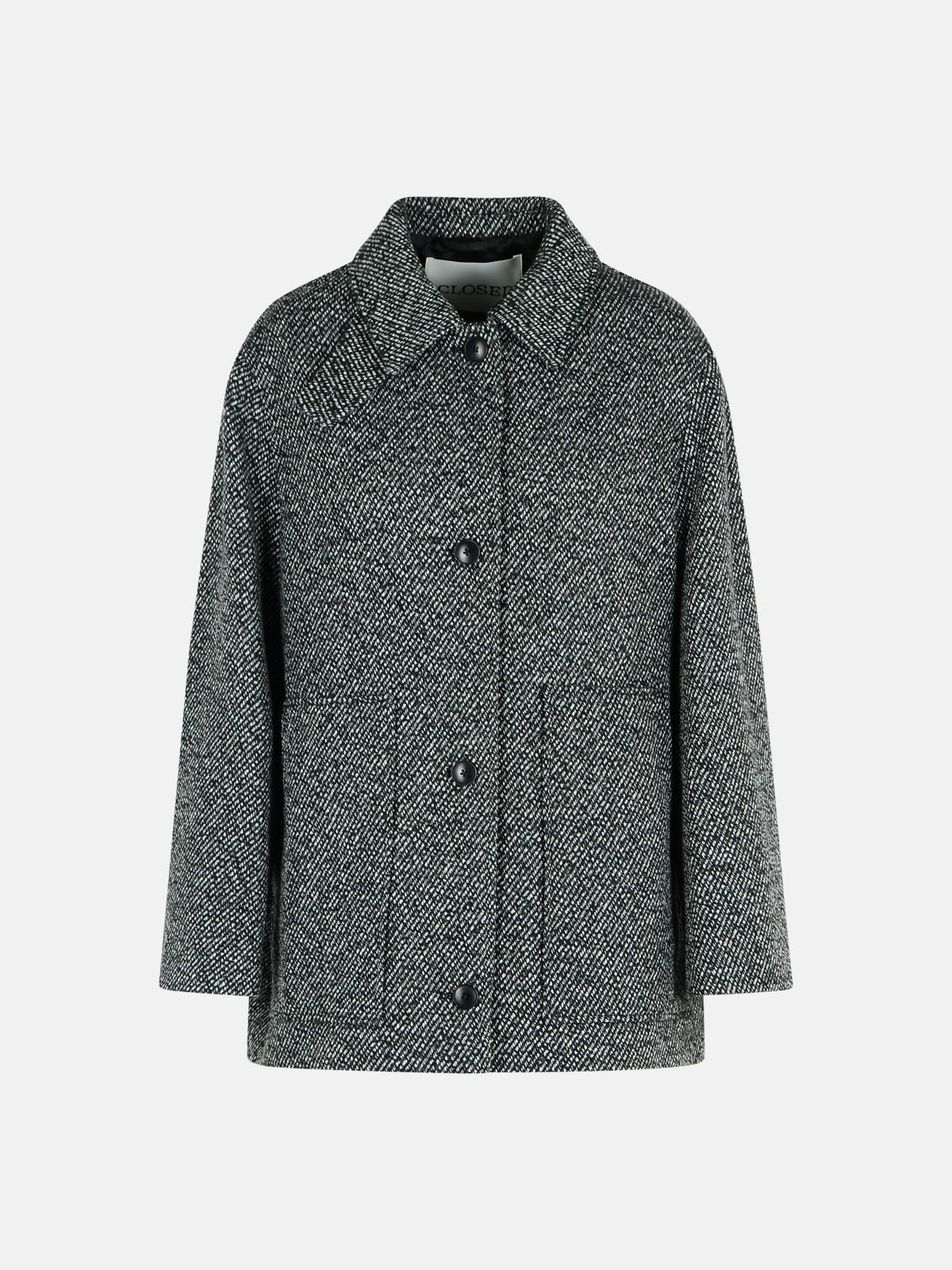 CLOSED Melange Grey Wool Blend Coat