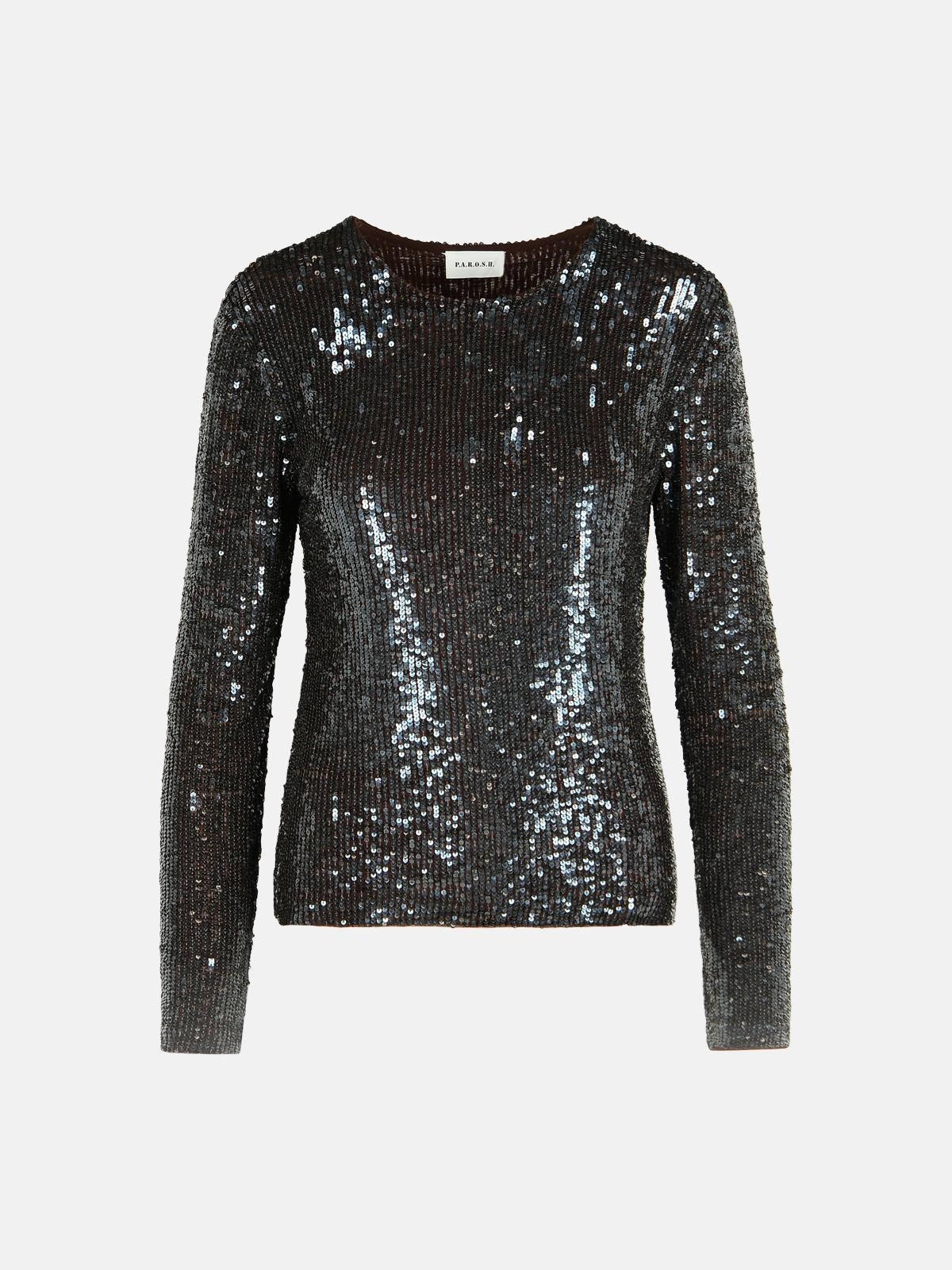 P.a.r.o.s.h Brown Polyamide Blend Sweater In Silver