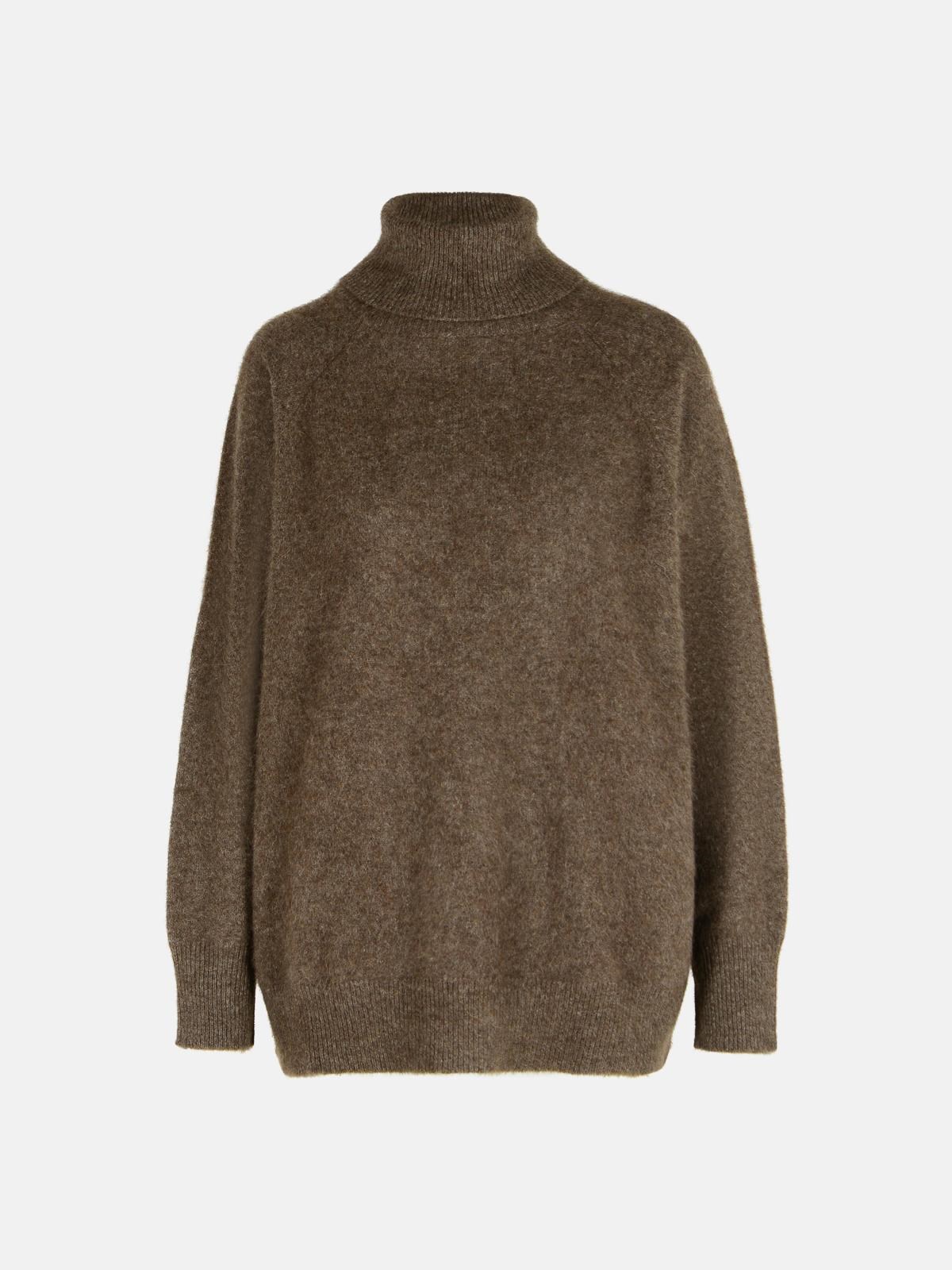P.a.r.o.s.h 'lacoon' Turtleneck Sweater In Brown Fur Or Horsehair In Brown