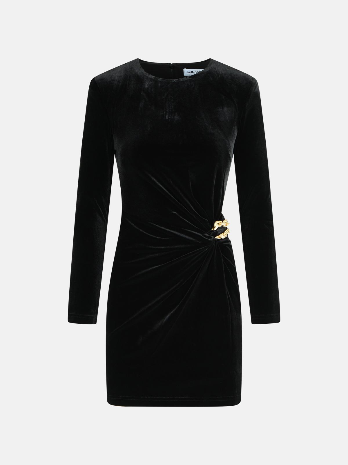 Self-portrait Black Polyester Dress In Black