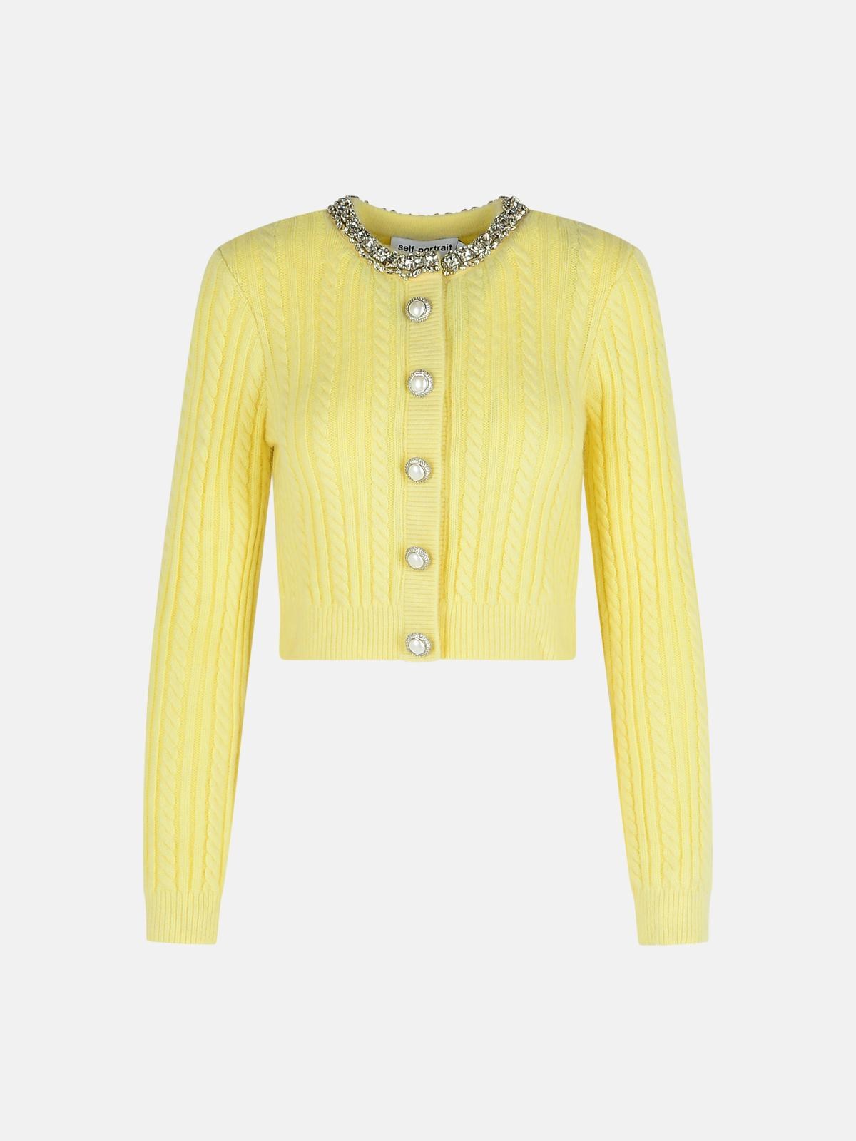 Self-portrait Yellow Alpaca Blend Cardigan In Yellow