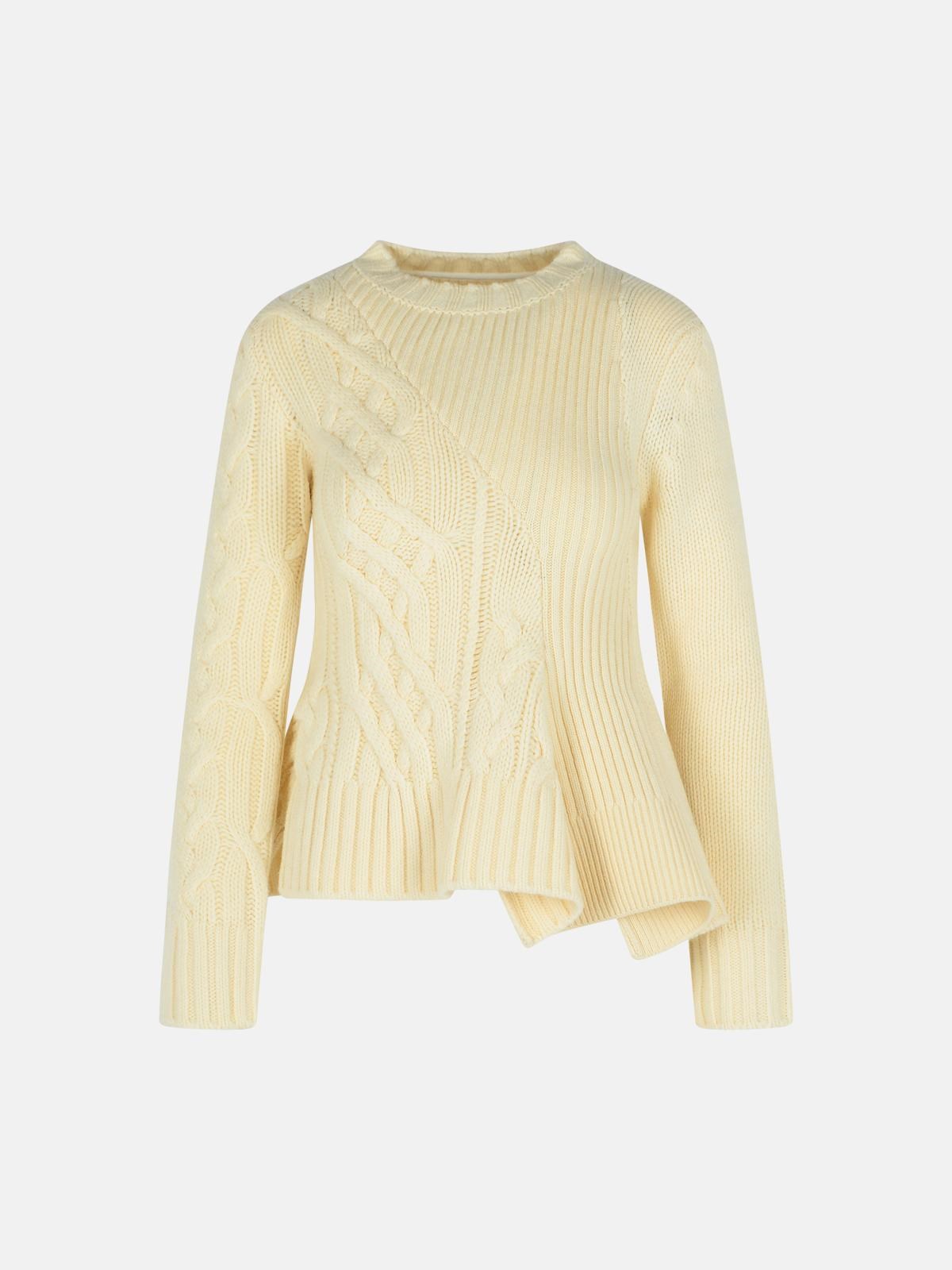 Sacai Ivory Wool Sweater In Neutral
