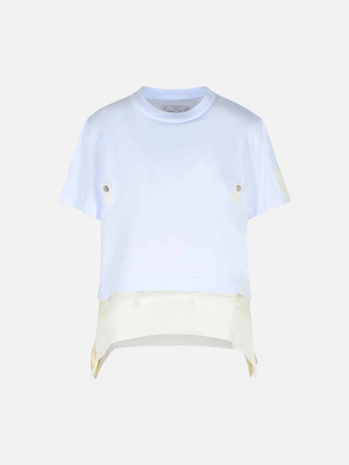 Sacai White Cotton Blend T-shirt