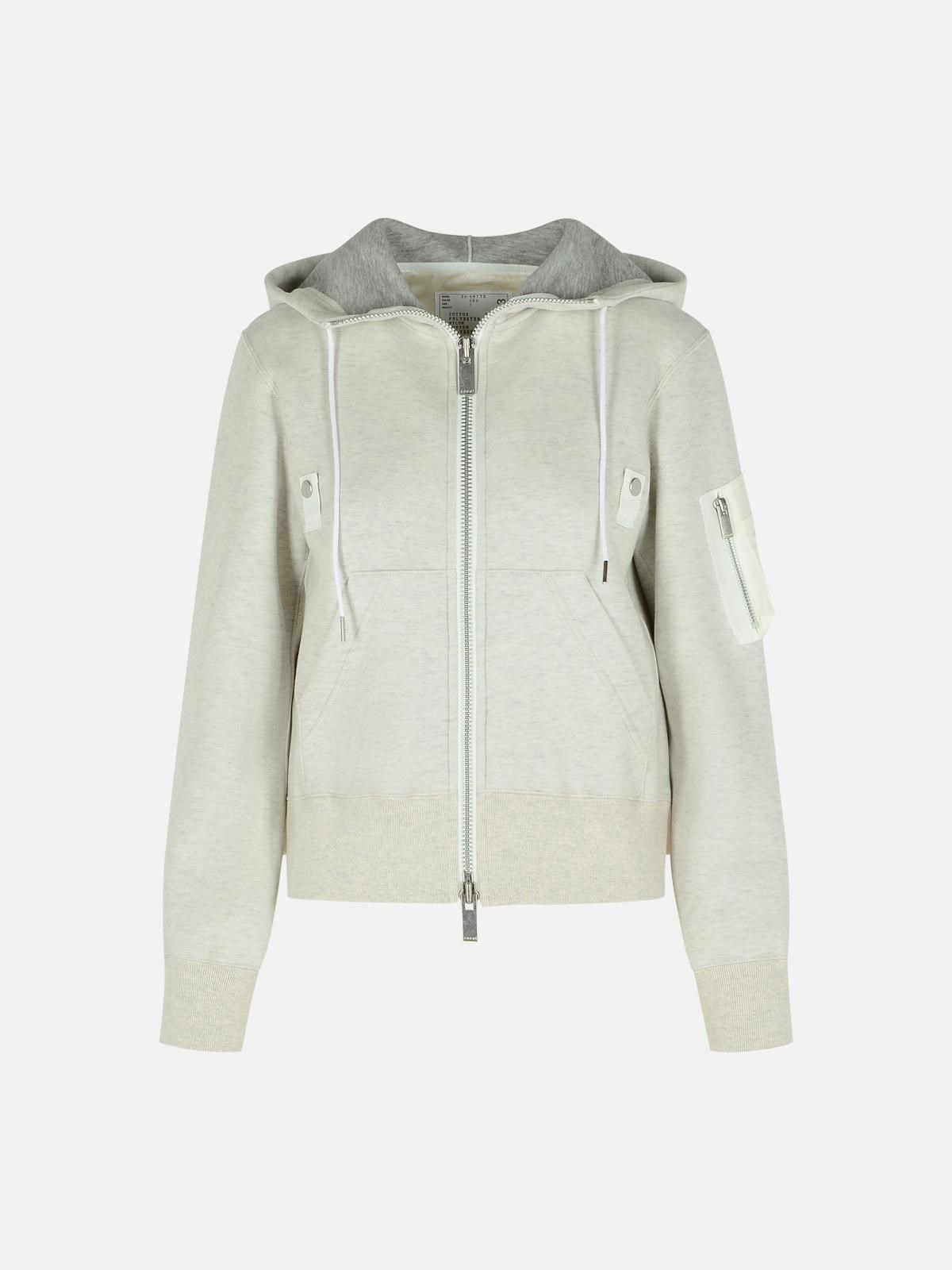 Sacai Grey Cotton Blend Sweatshirt In Neutral