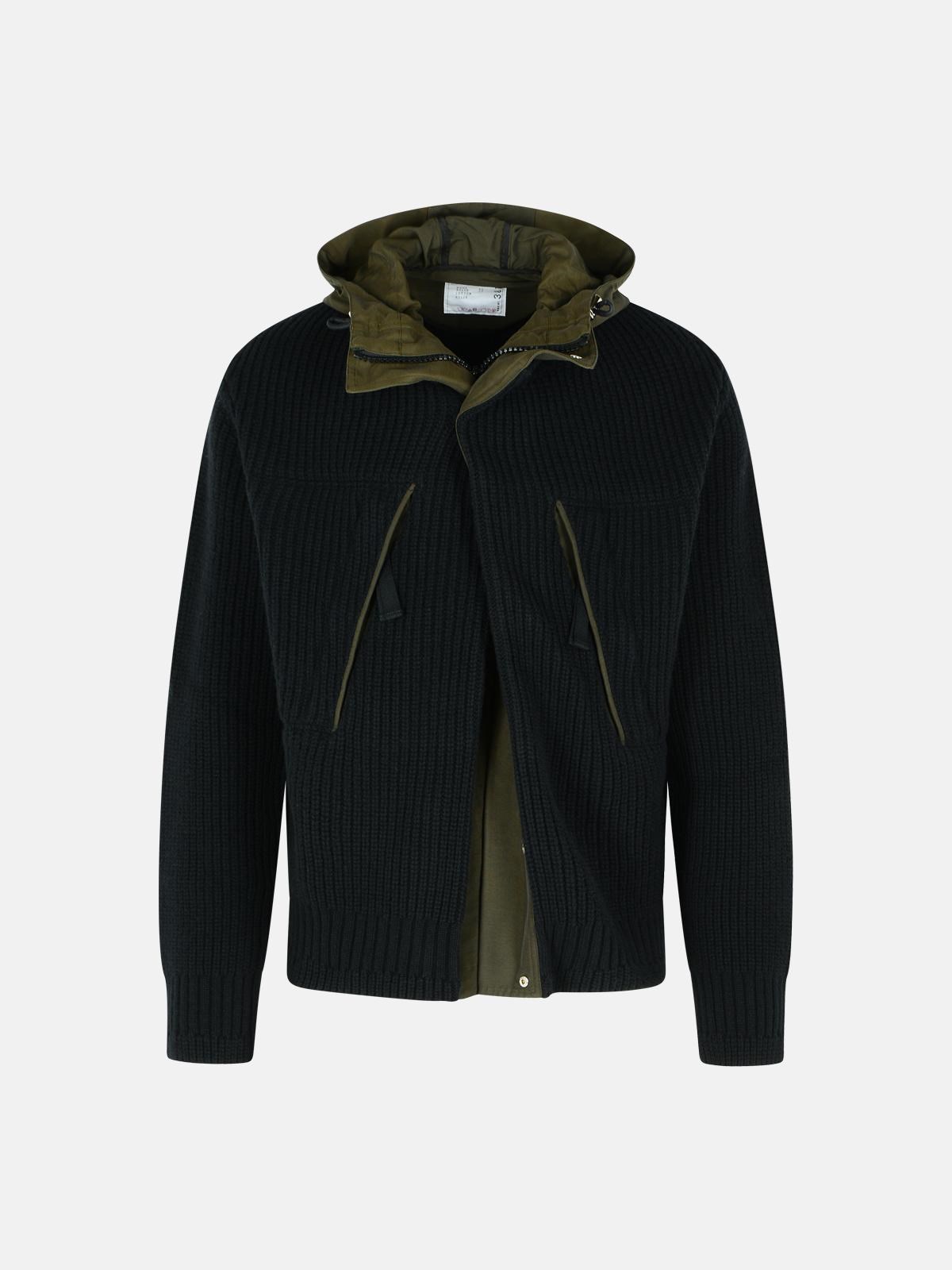 Sacai Black Wool Blend Jacket In Black