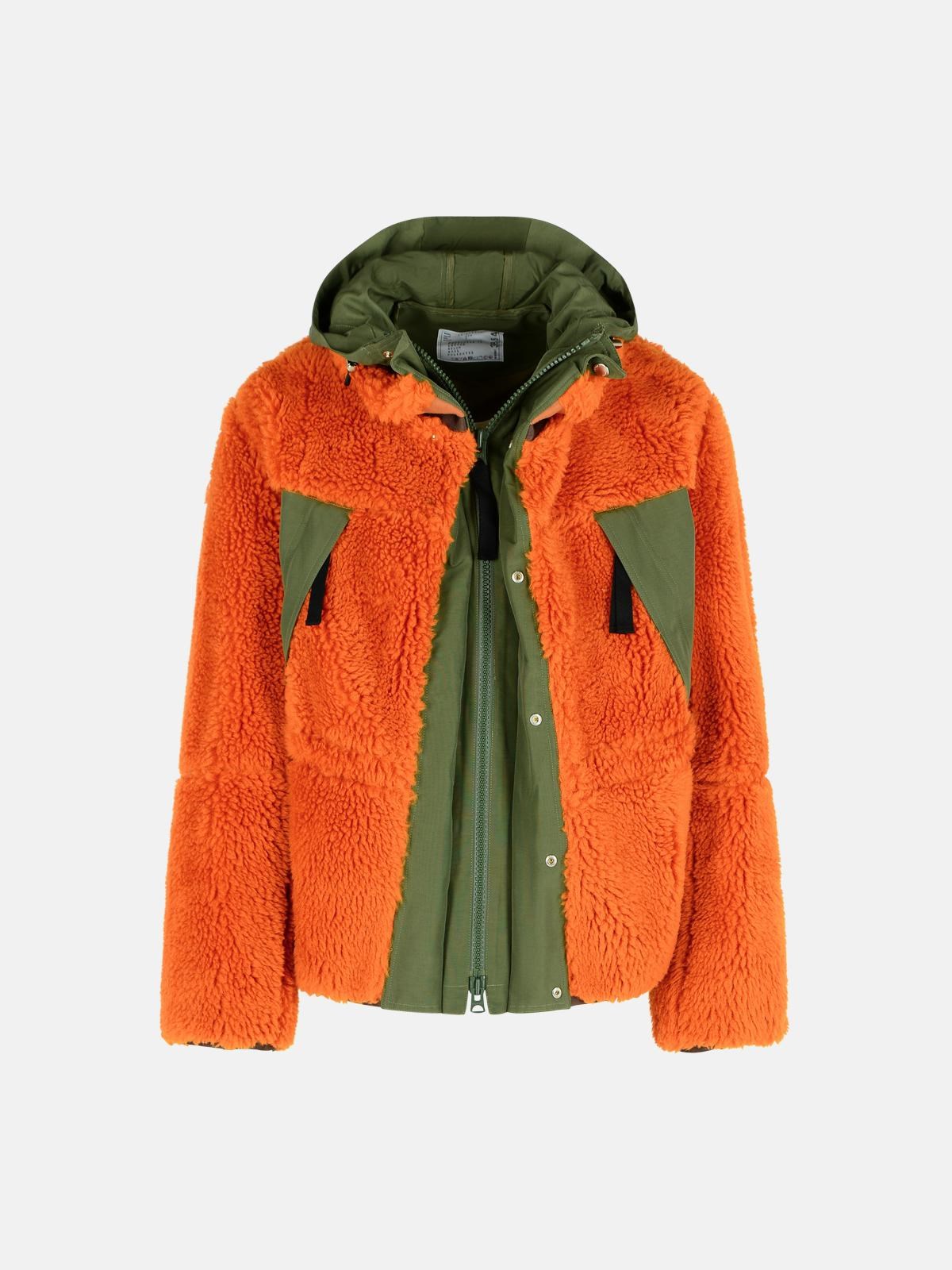 Sacai 'sherling' Orange Wool Blend Jacket