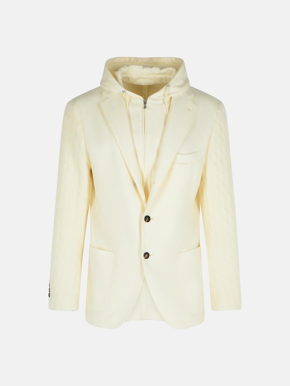 Eleventy Ivory Wool And Cashmere Blazer In White