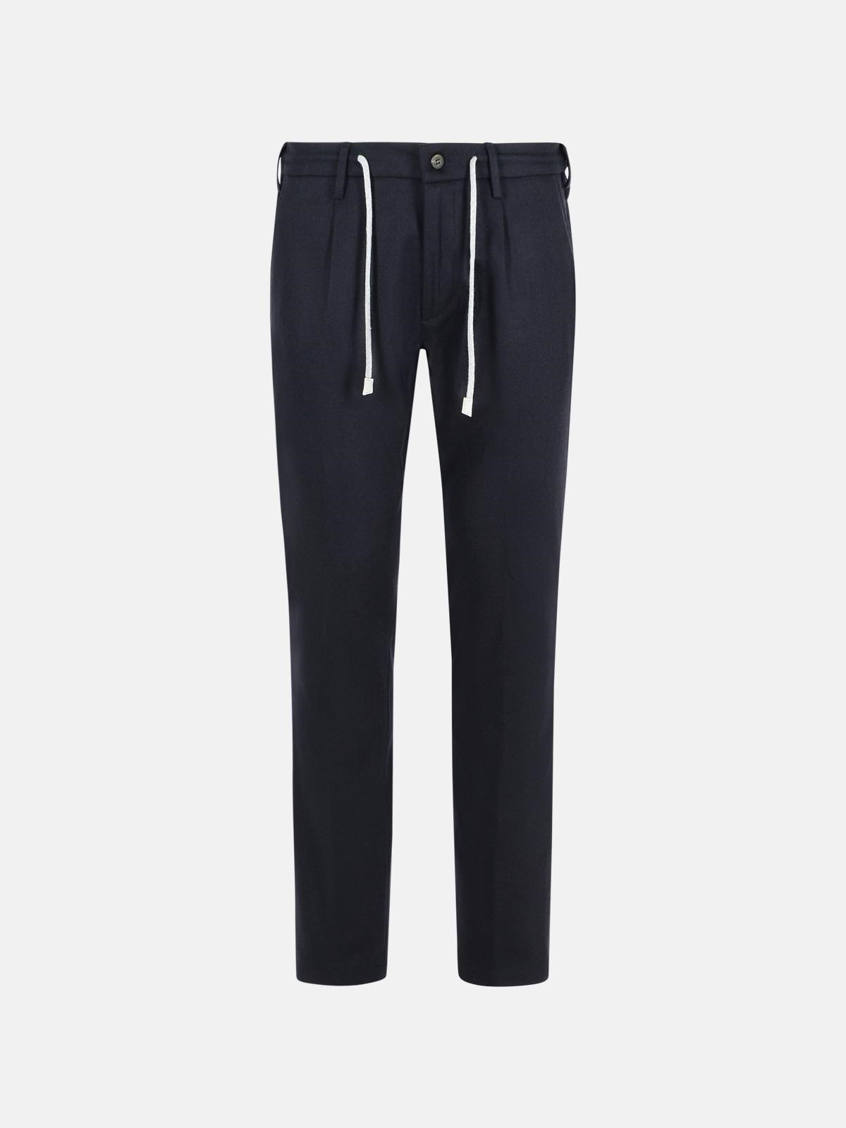 Eleventy Navy Wool And Cashmere Trousers In Blue