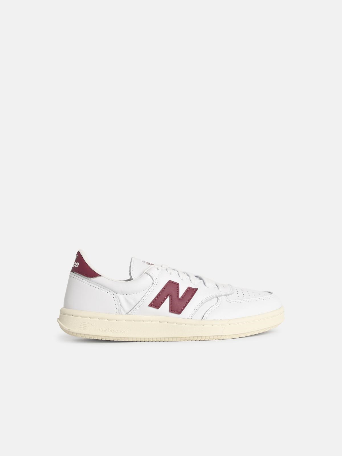 NEW BALANCE 'T500' White Leather Sneakers