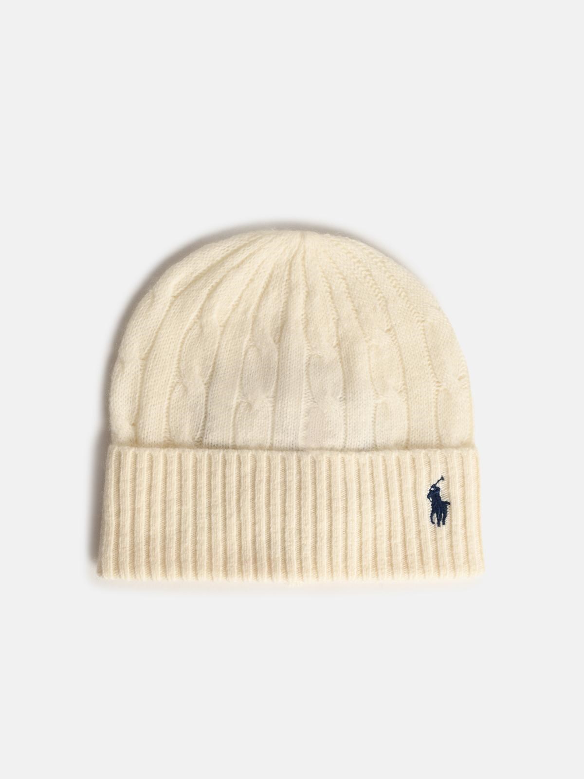 Polo Ralph Lauren Ivory Wool Blend Beanie In White