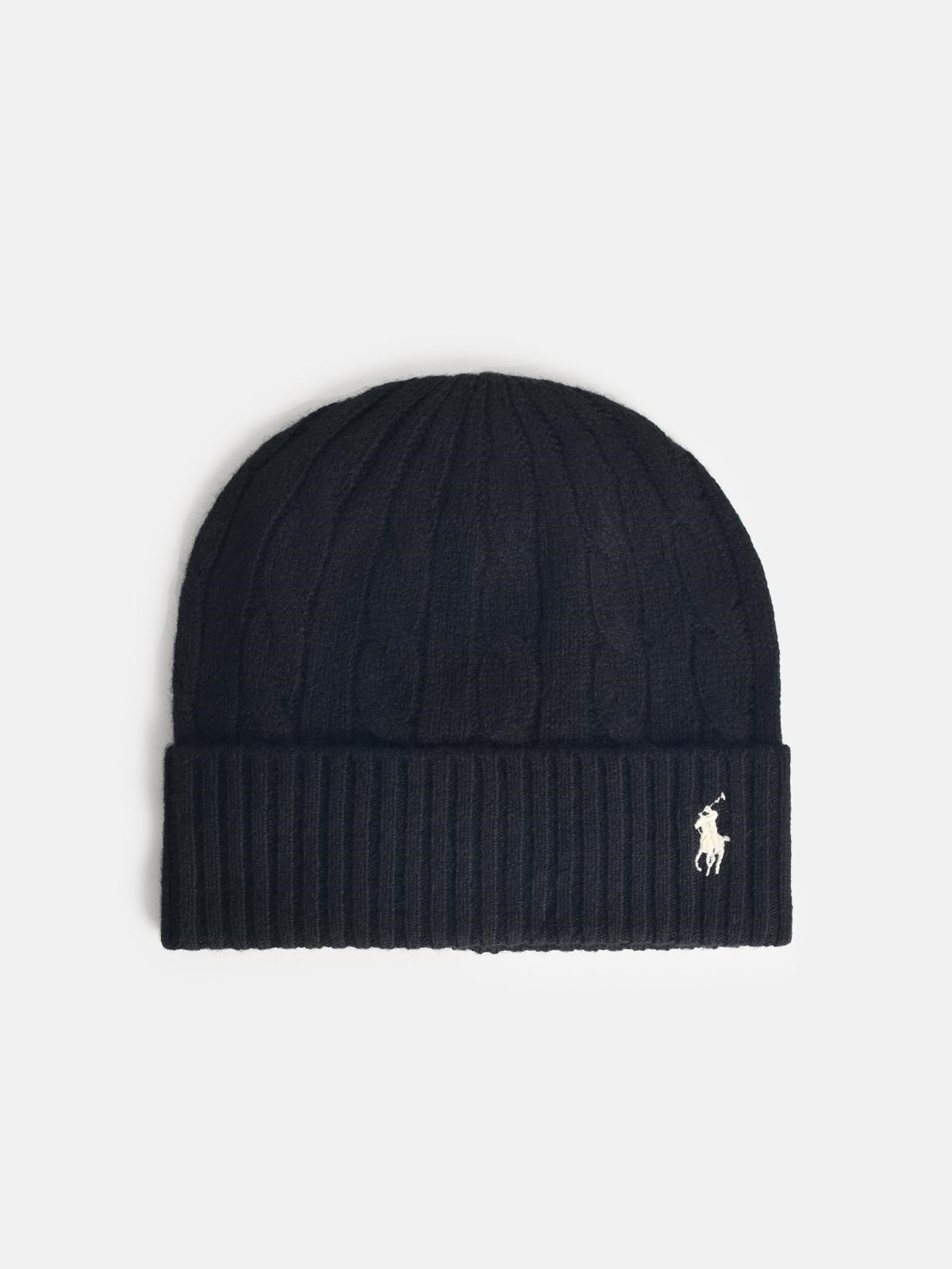 Polo Ralph Lauren Black Wool Blend Beanie In Black