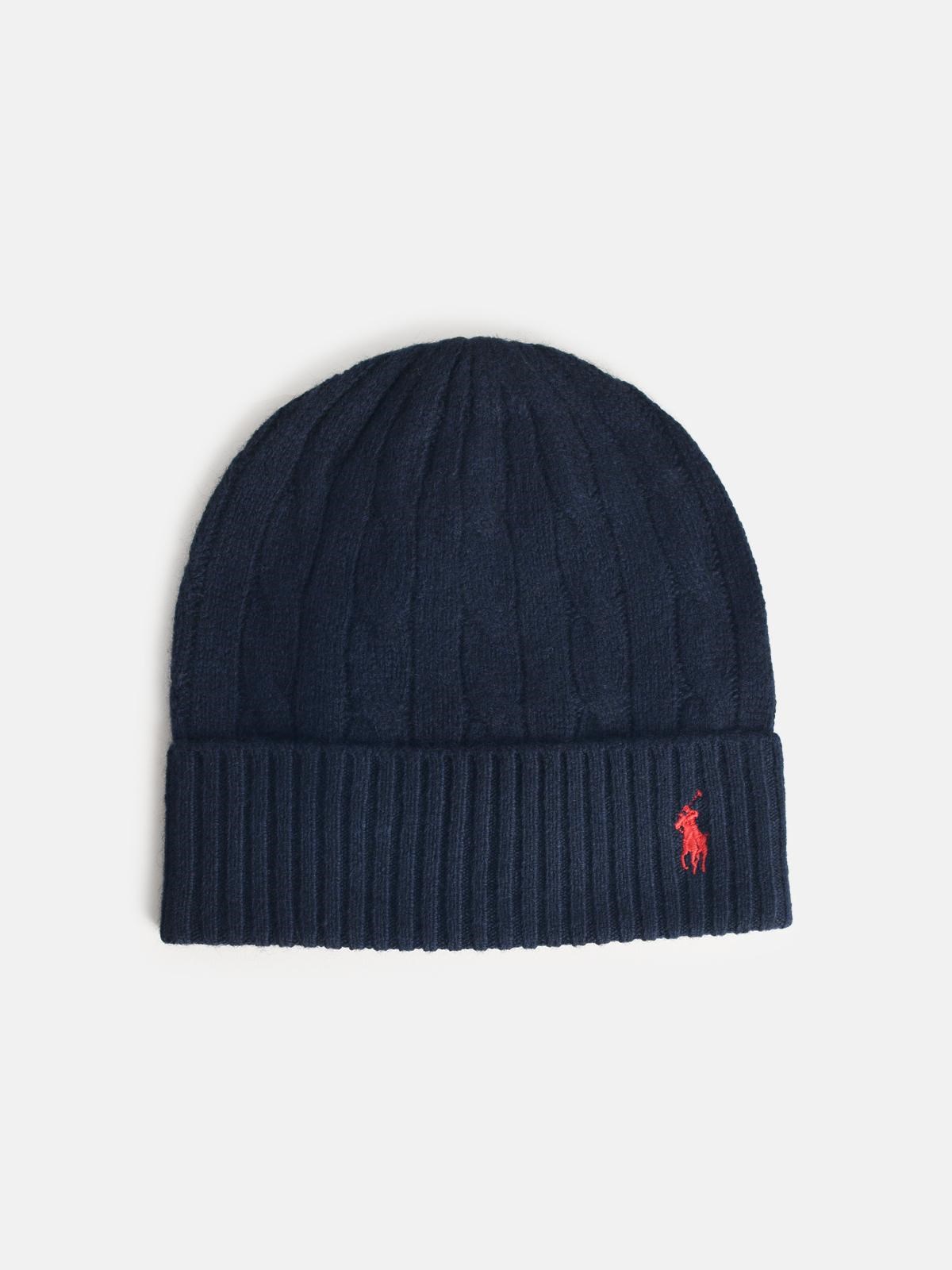 Polo Ralph Lauren Navy Wool Blend Beanie In Blue