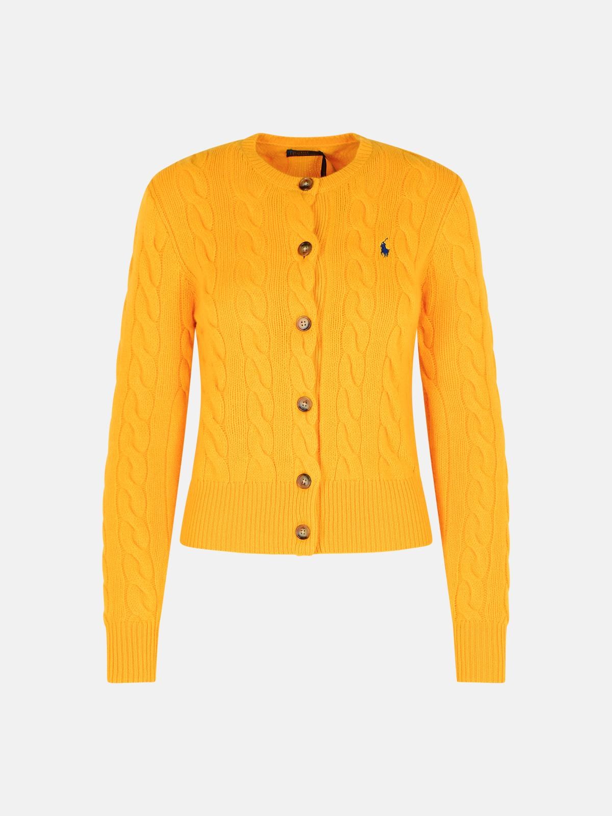 Polo Ralph Lauren Long Sleeve Crewneck Cardigan In Yellow