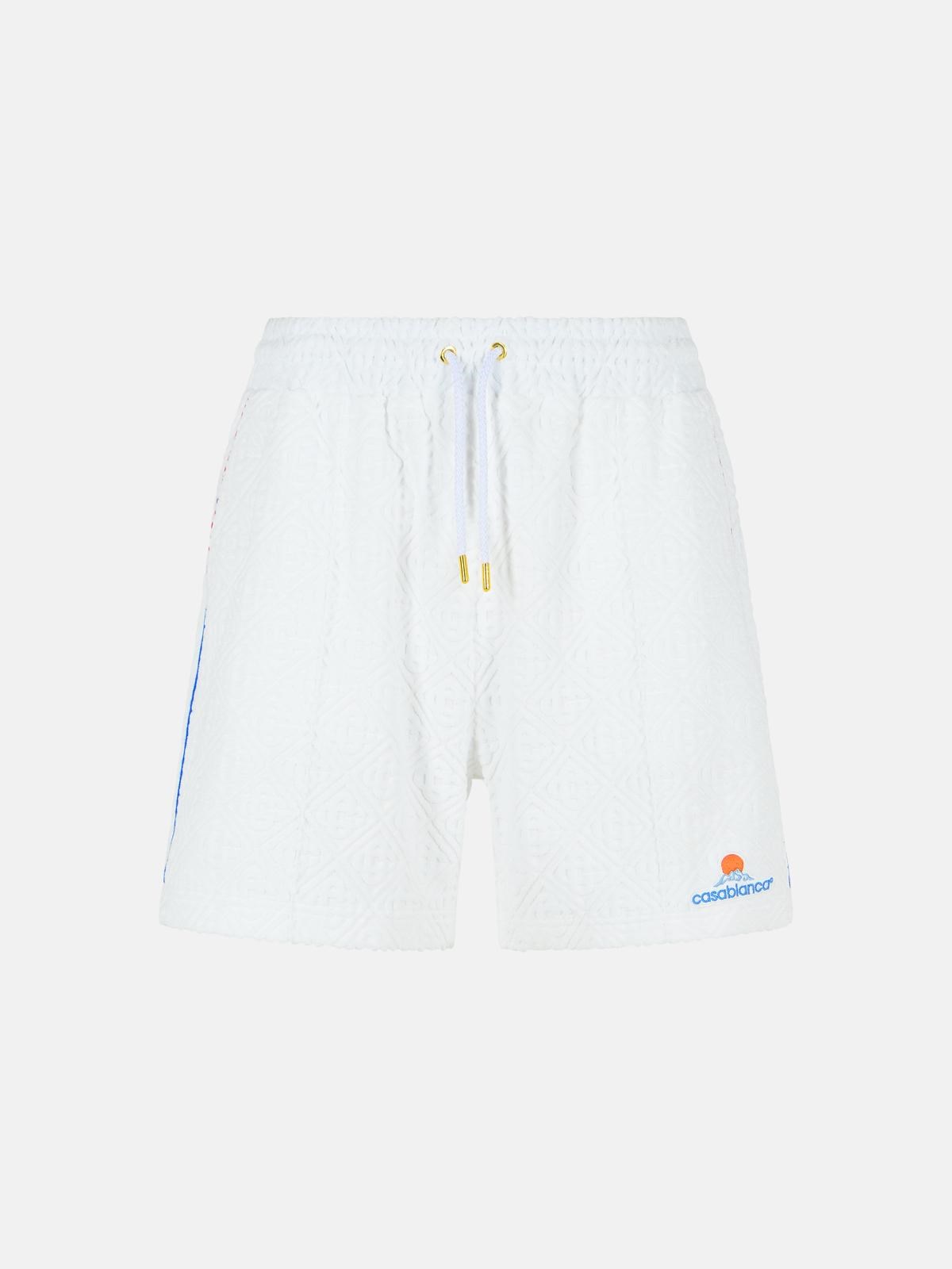 Casablanca Jacquard Cotton Blend Terry Shorts With White Monogram
