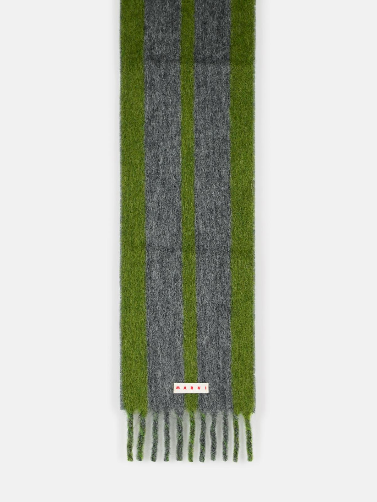 Marni Grey Mohair Blend Scarf With Fringes