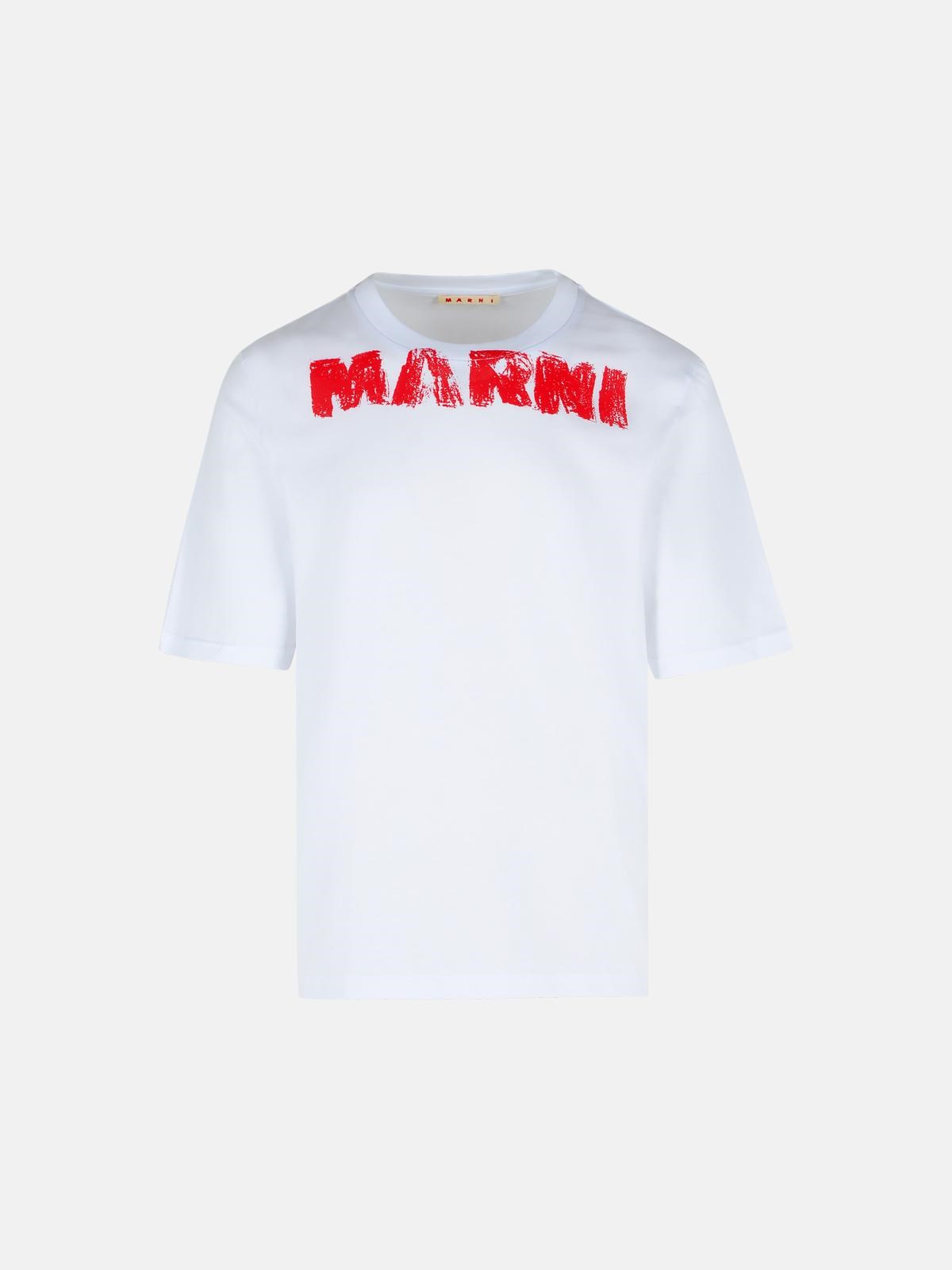 Marni White Cotton T-shirt With Maxi '' Print