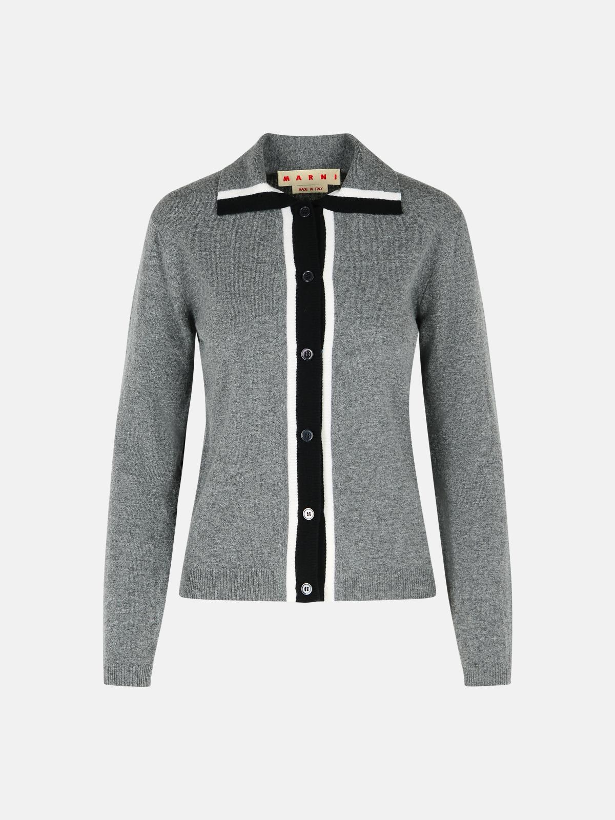 Marni Grey Virgin Wool Cardigan