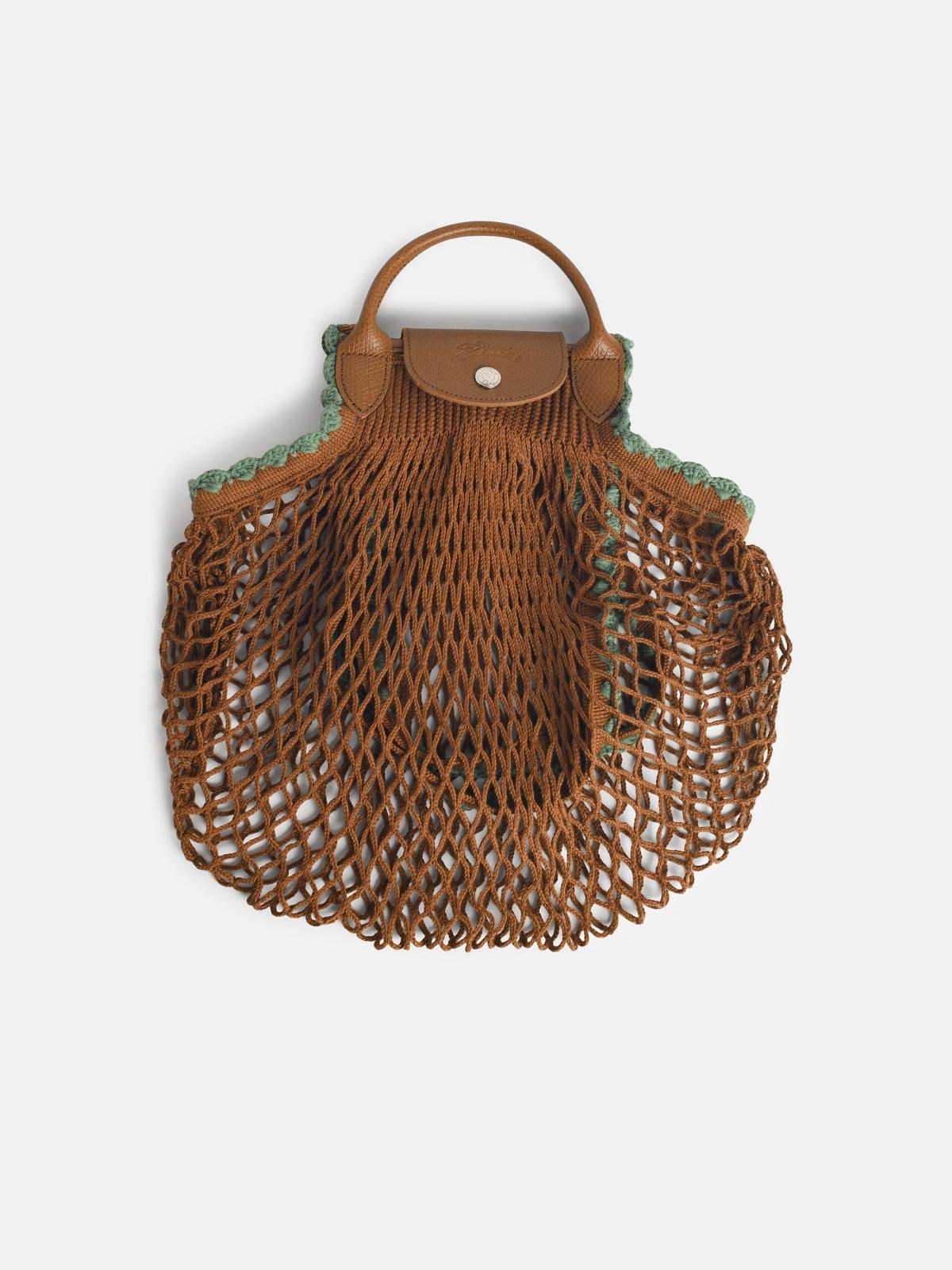 Longchamp 'l Le Pliage' Tobacco Tela Mesh Bag In Brown