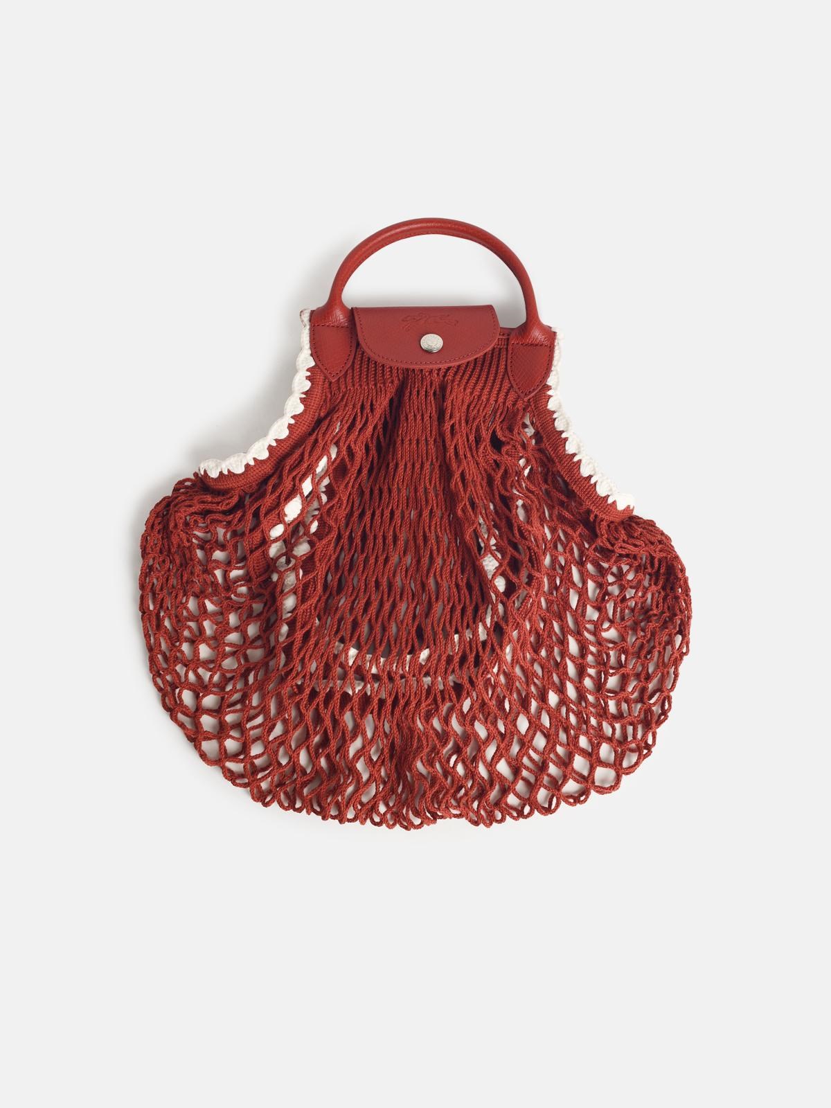 Longchamp 'l Le Pliage' Mesh Bag In Terracotta Tela In Red
