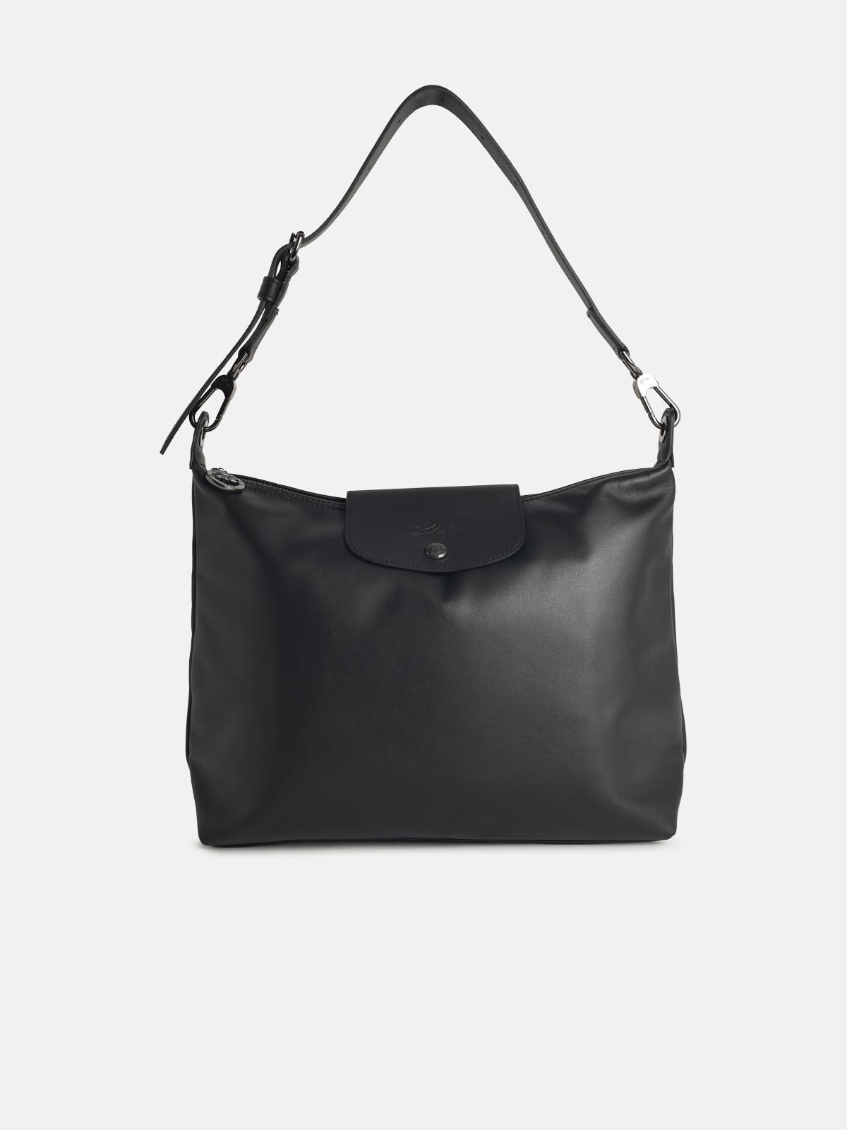 Longchamp 'm Le Pliage Xtra' Black Leather Hobo Bag