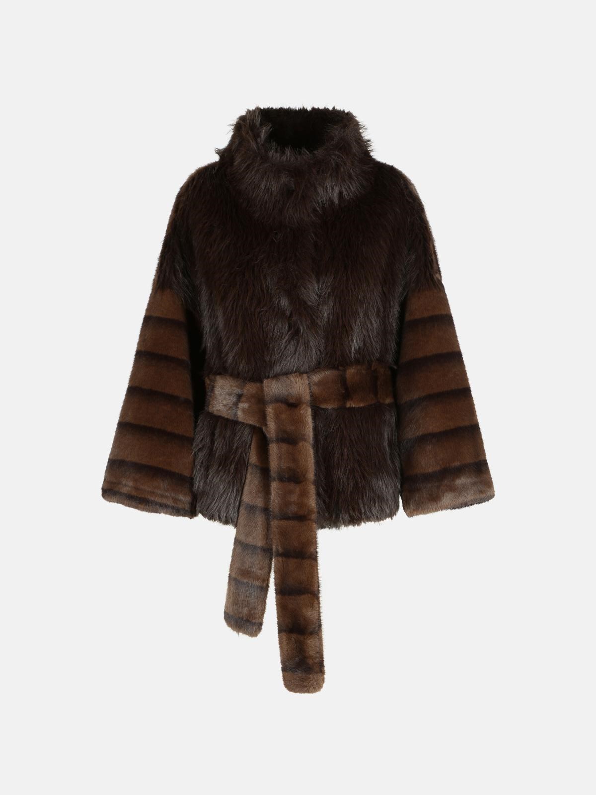 Bully Brown Faux Fur Jacket In Brown