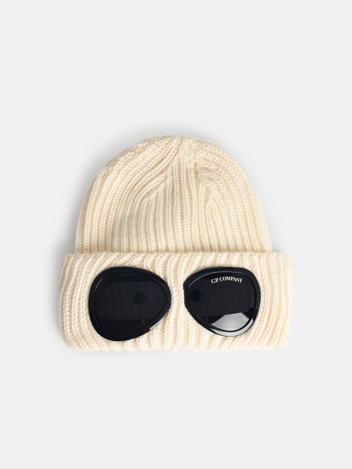 C.p. Company Cream Merino Wool Beanie In White