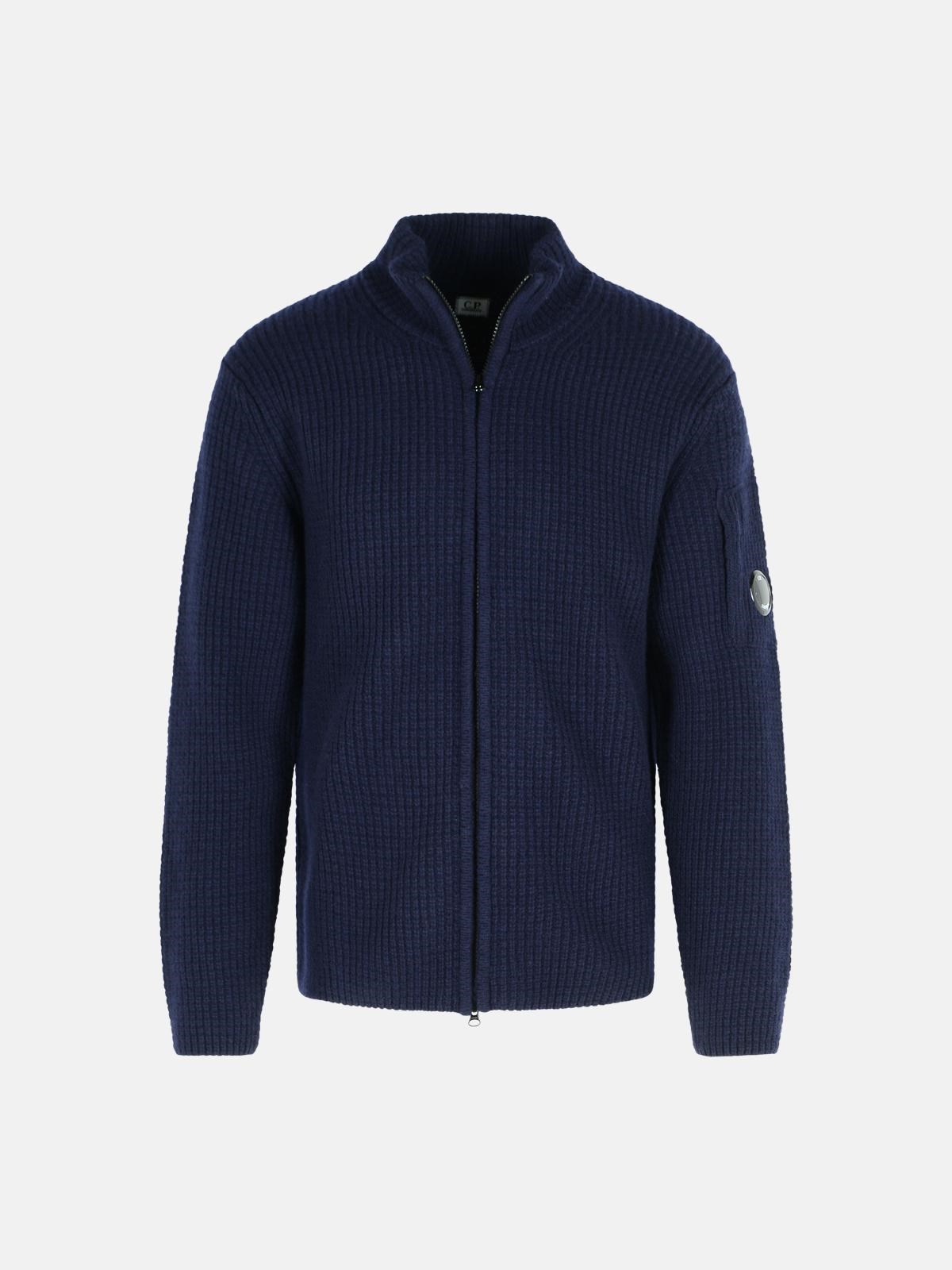 C.p. Company Navy Wool Blend Sweater In Blue